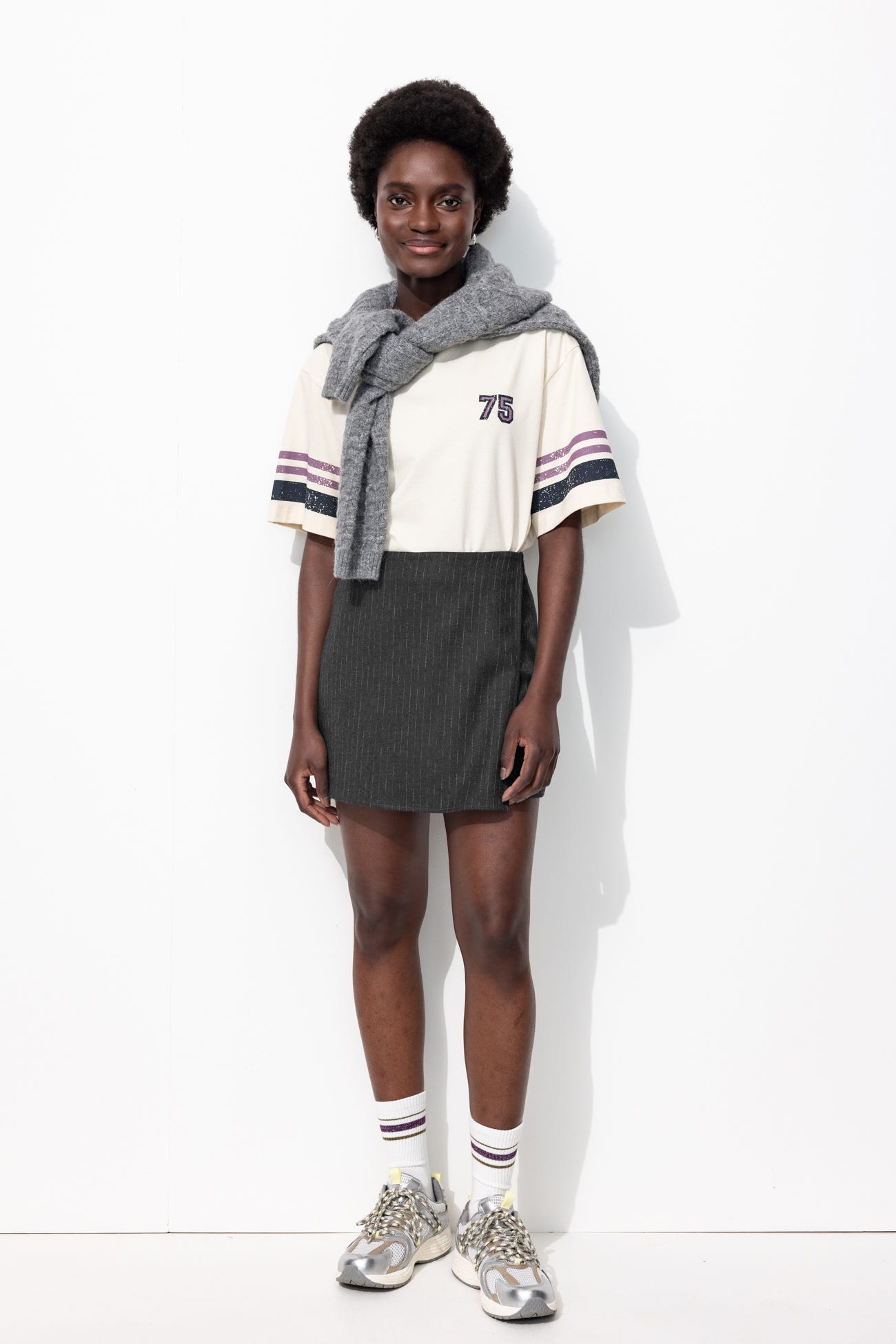 Striped shorts-skirt