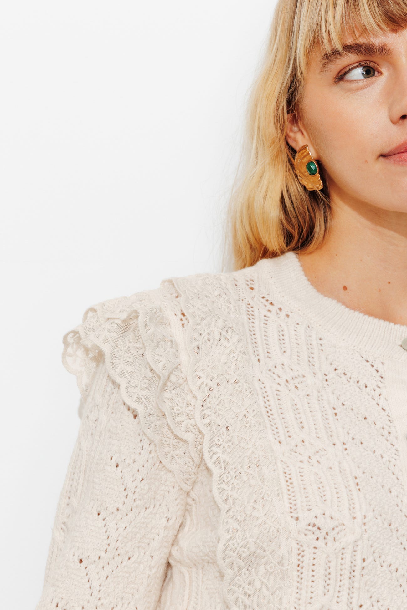 Cardigan à volants dentelle