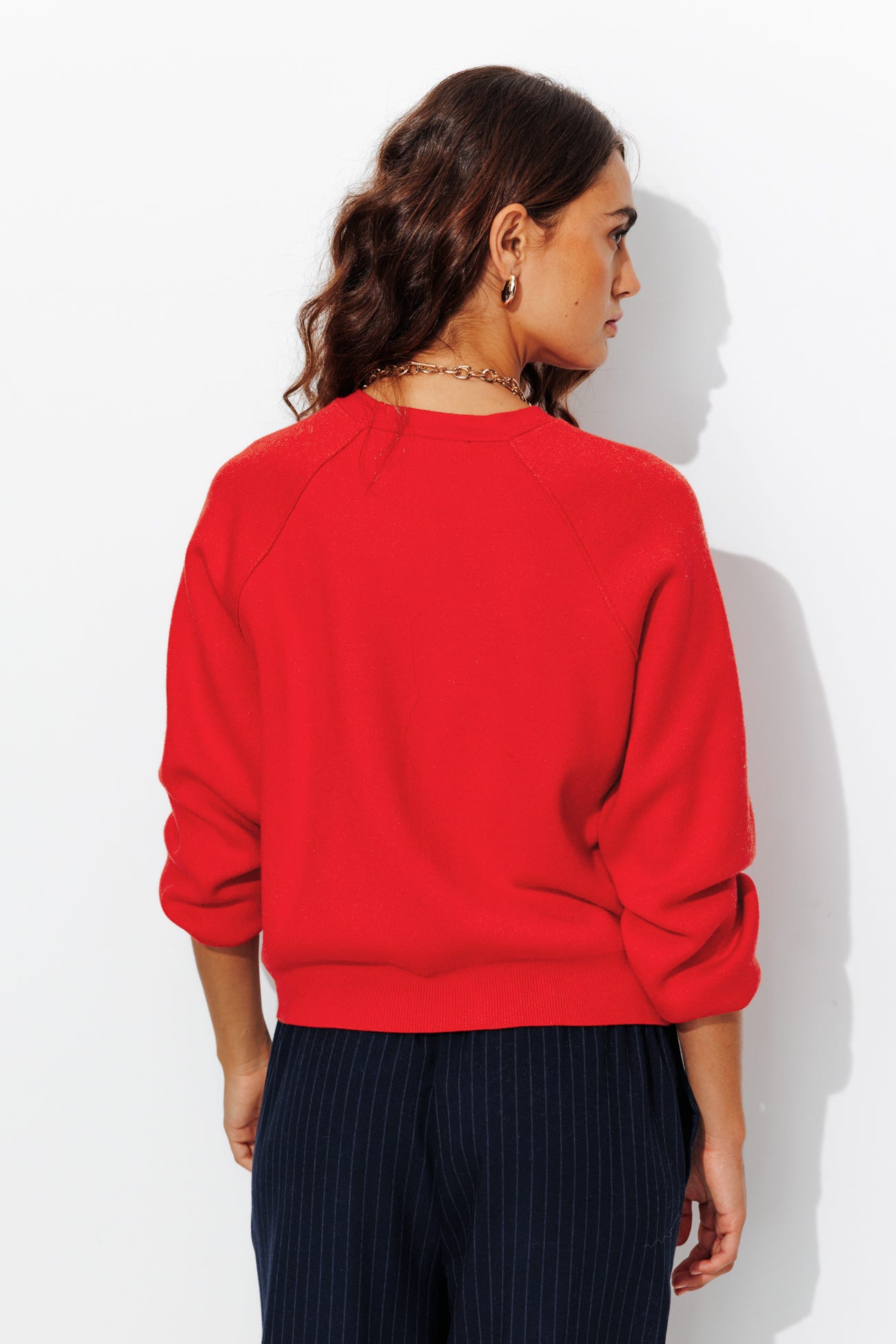 Pull uni col rond Femme