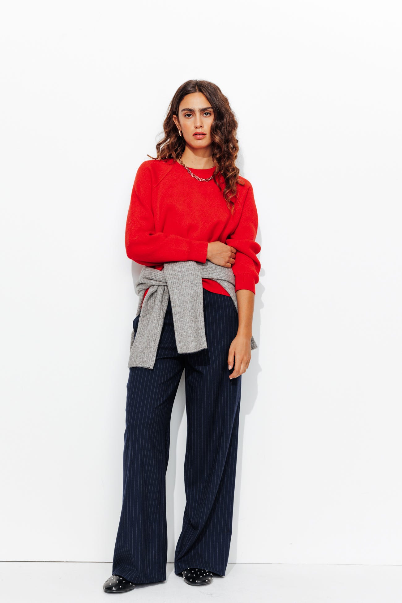 Pull uni col rond Femme