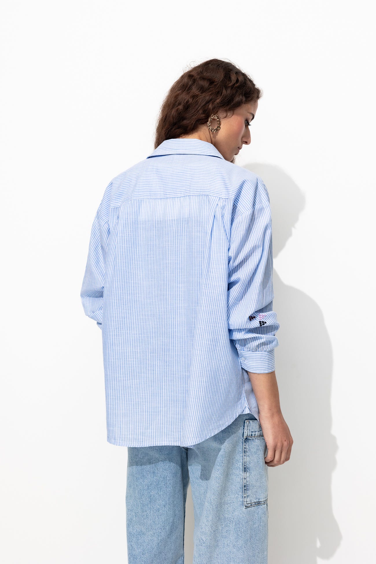 Striped embroidered shirt