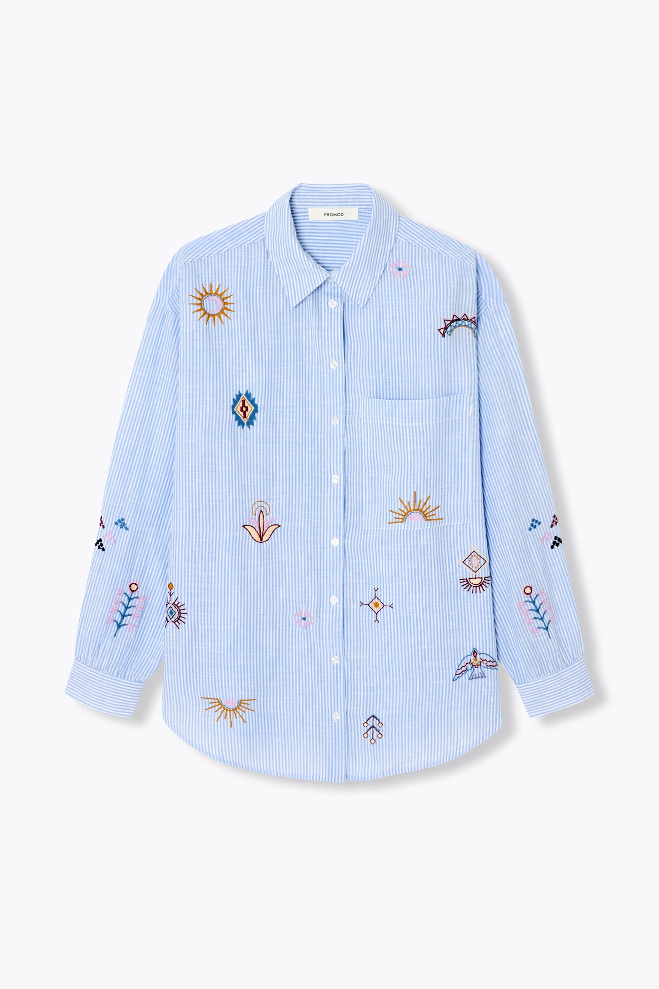 Chemise rayée brodée Femme