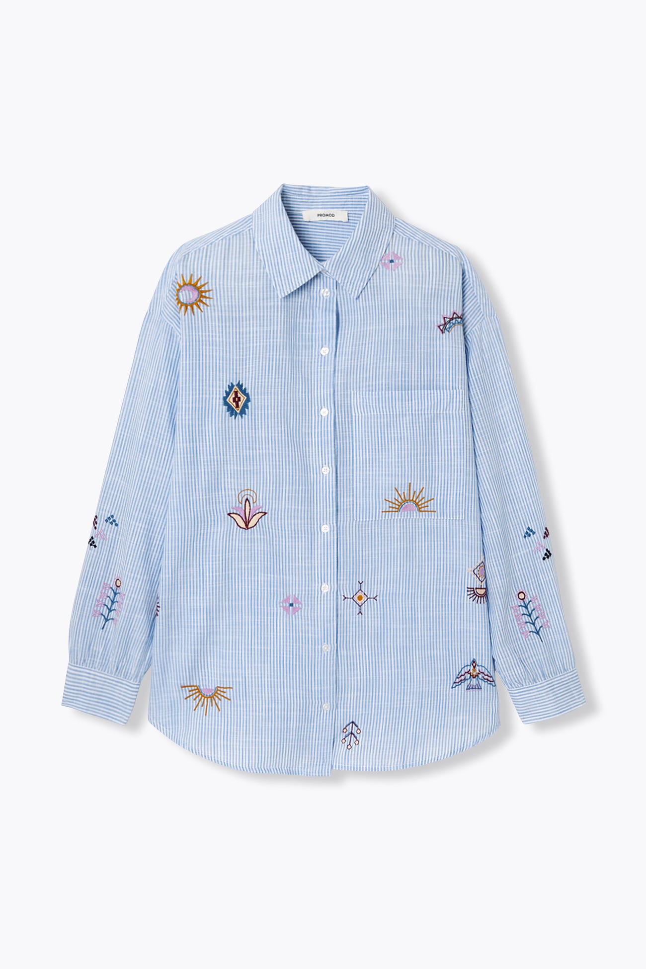 Camicia a righe ricamata