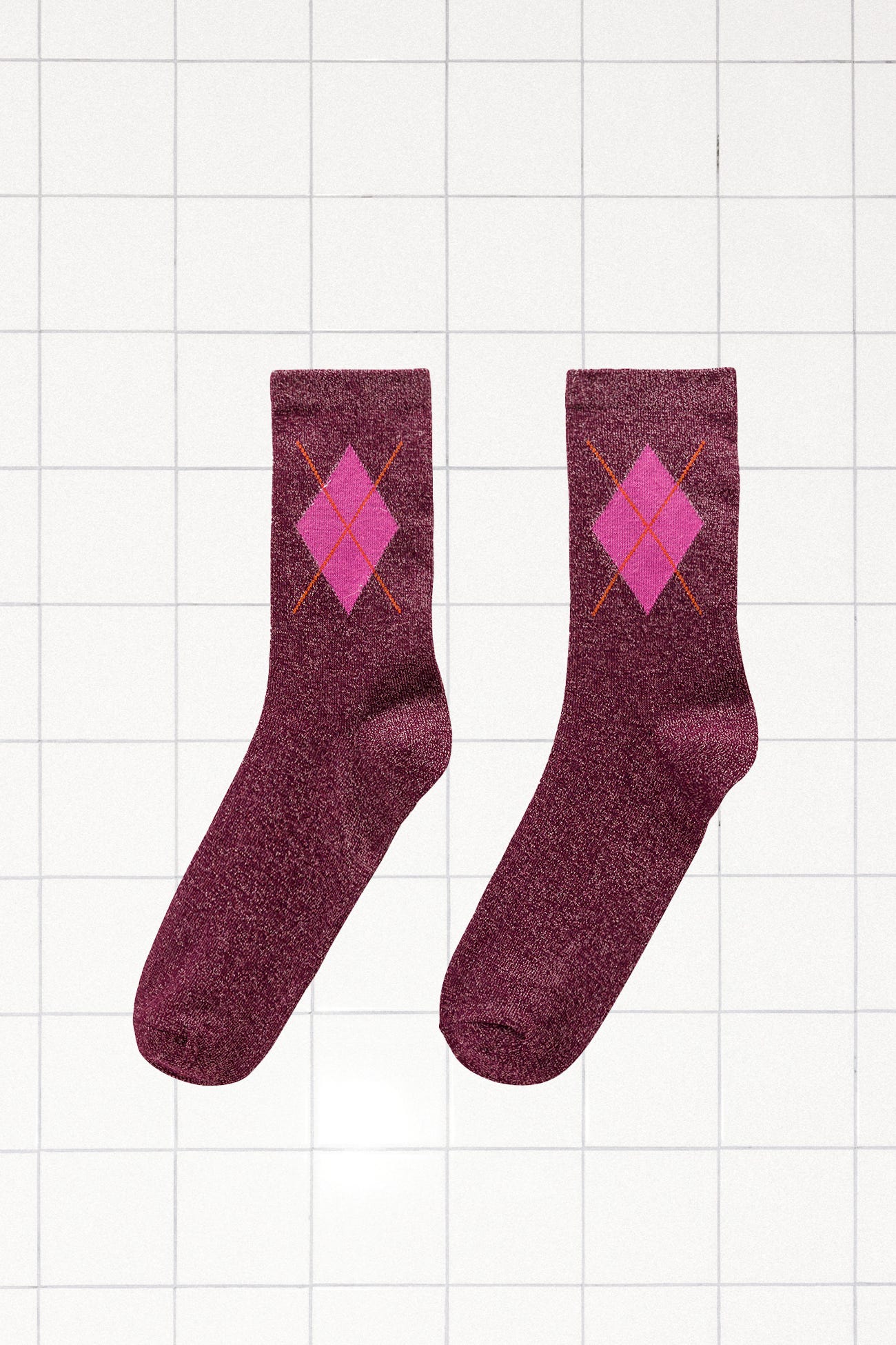 Socks with glitz and 'argyle'