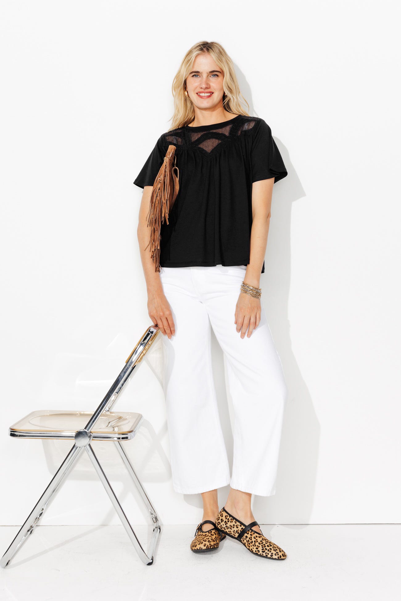 Net detail t-shirt