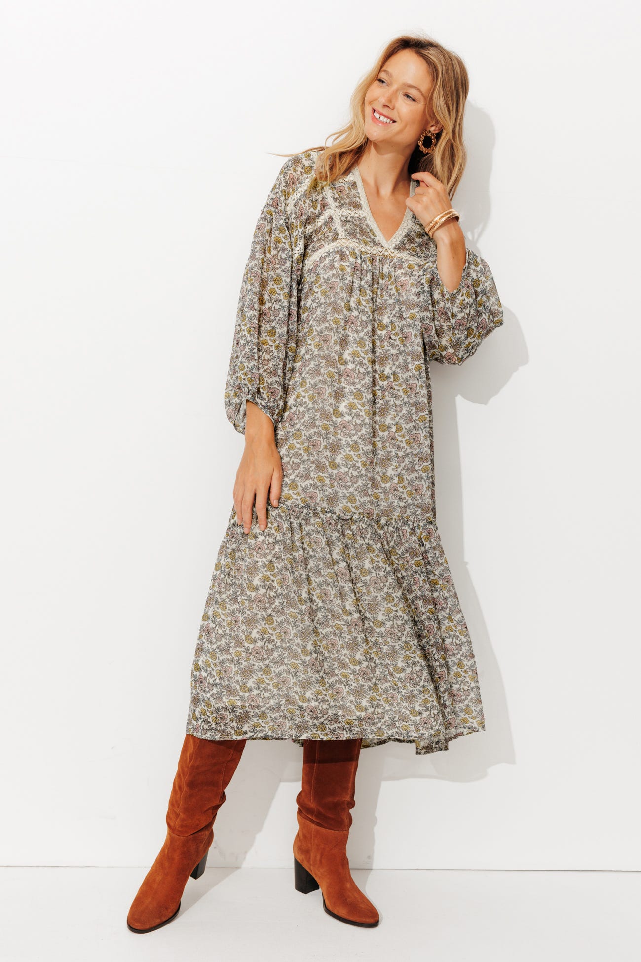 Robe longue à fleurs Femme