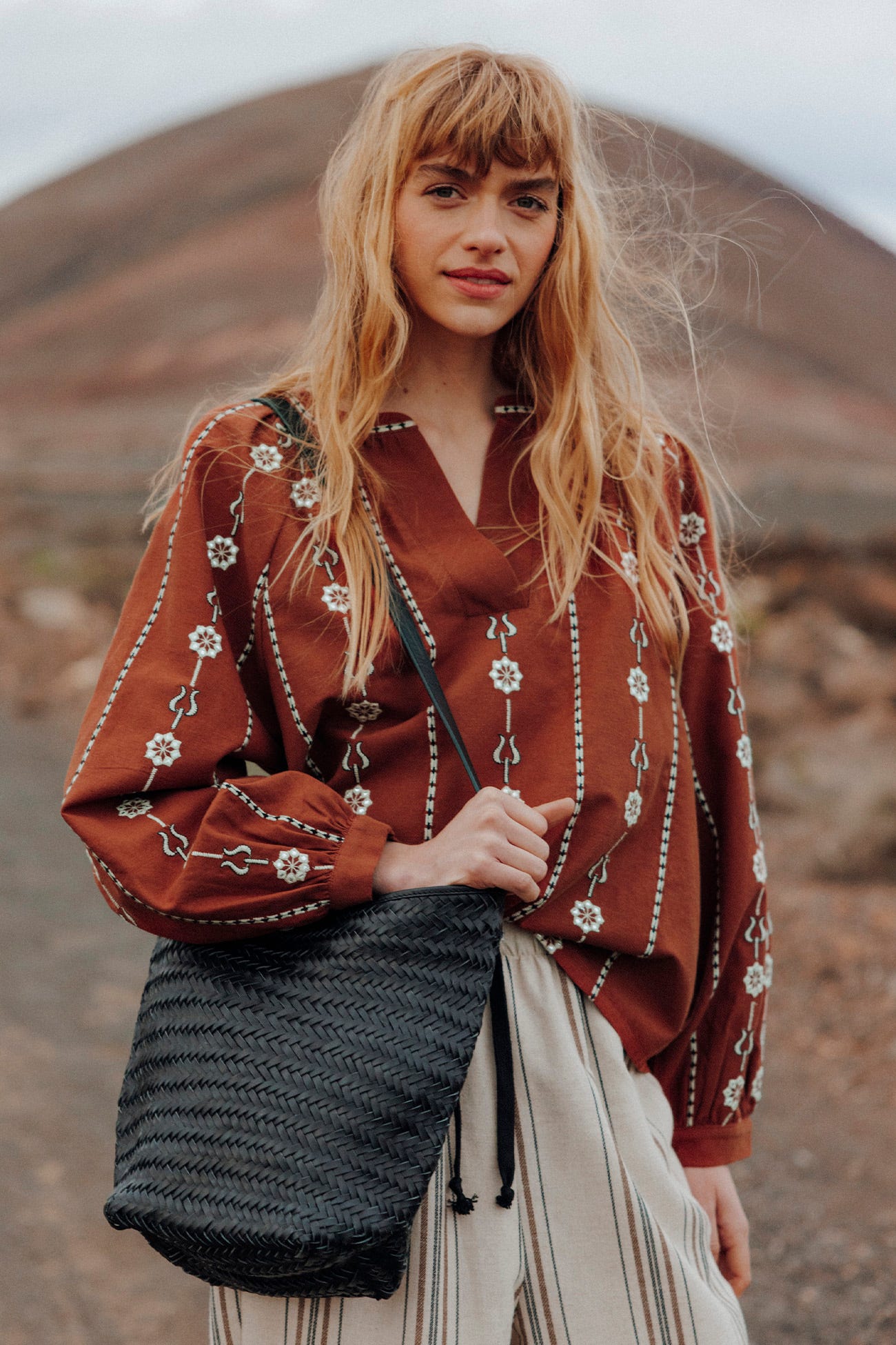 Leather bucket bag