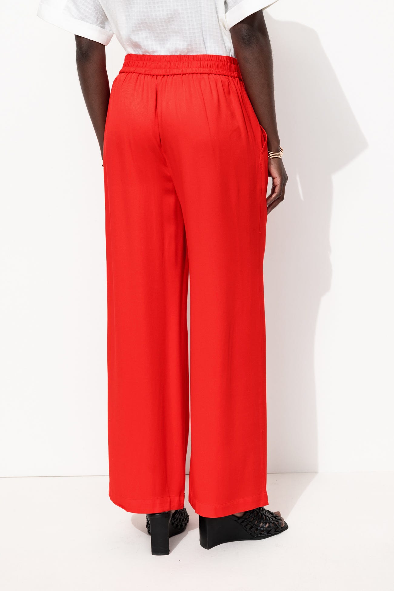 Pantalon large taille haute