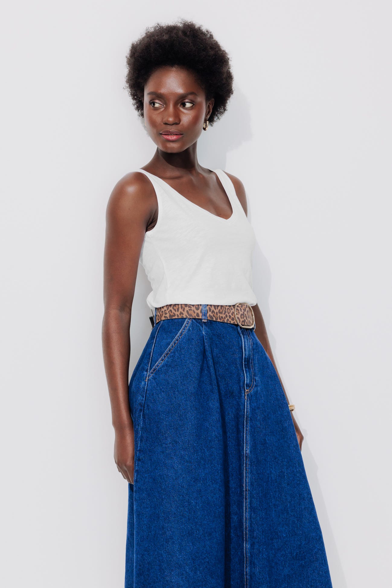 Débardeur col V en coton Femme