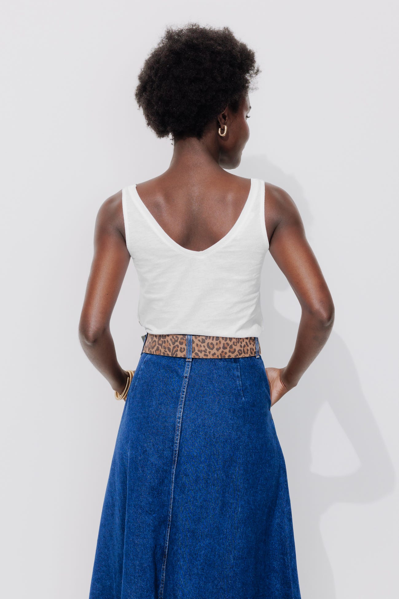 Débardeur col V en coton Femme