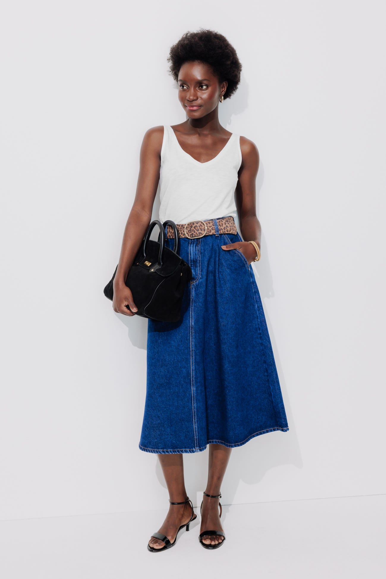 Débardeur col V en coton Femme