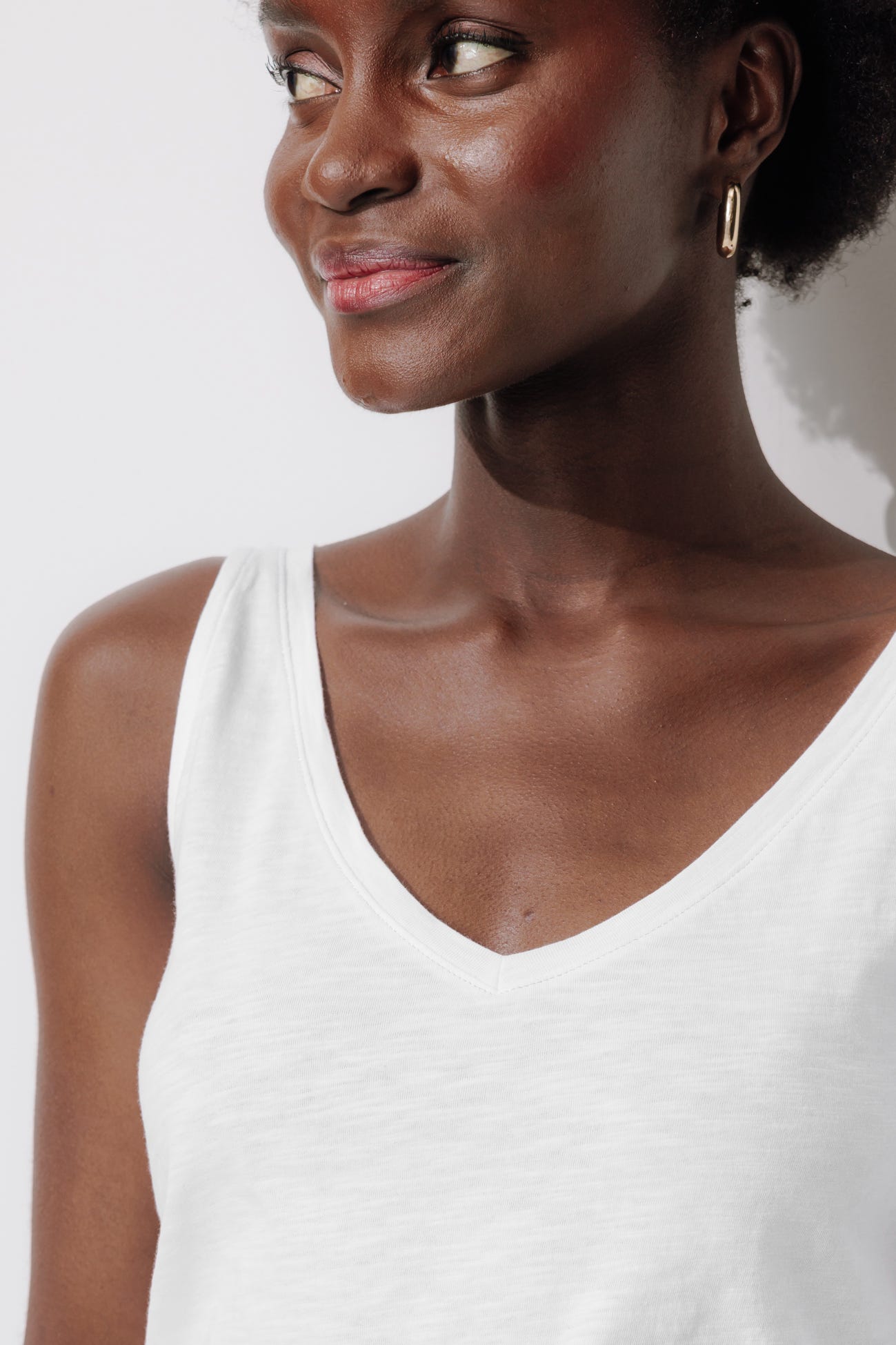 Débardeur col V en coton Femme