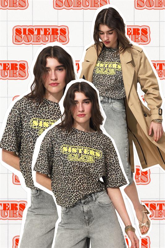 T-shirt Sisters Club léopard