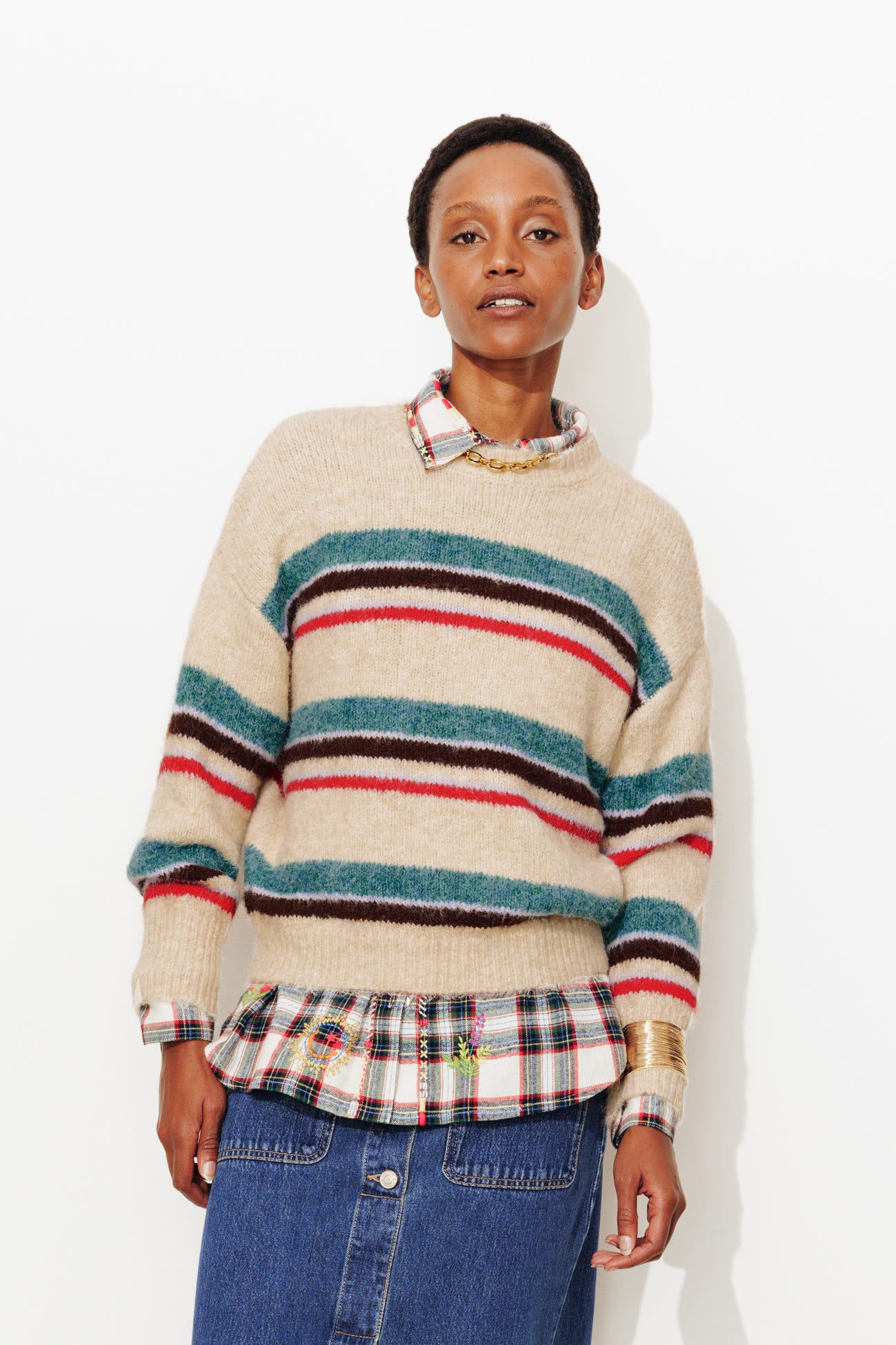 Jersey de rayas cuello redondo