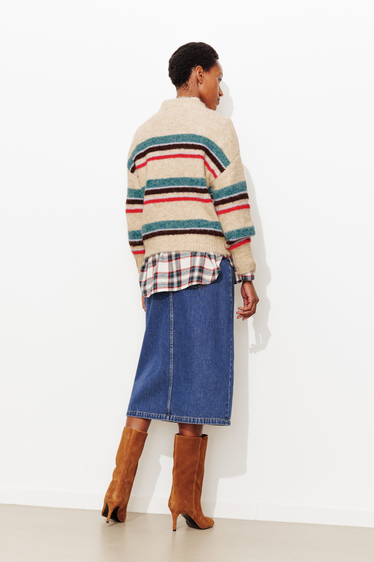 Pull rayé col rond Femme