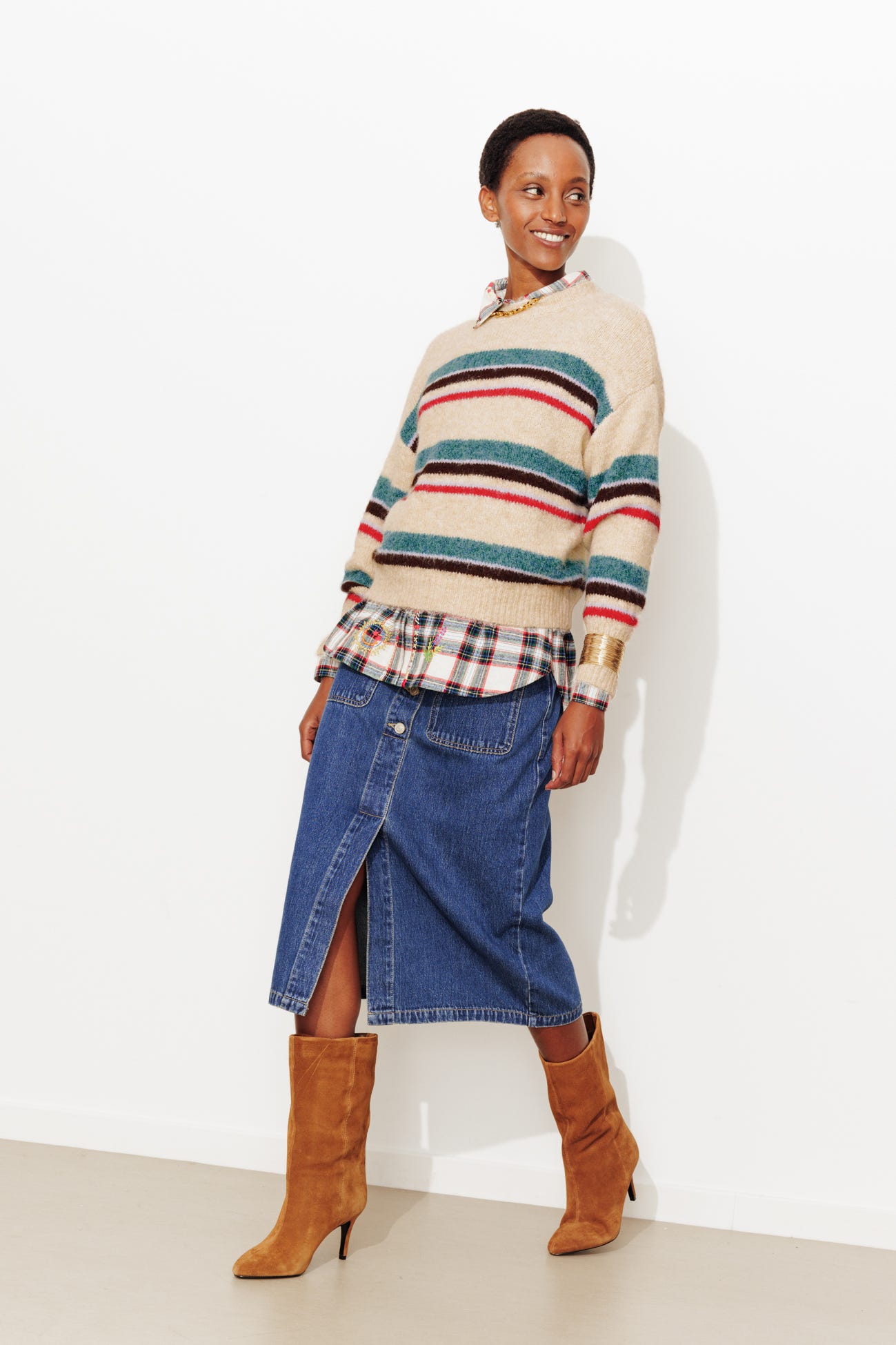 Pull rayé col rond Femme