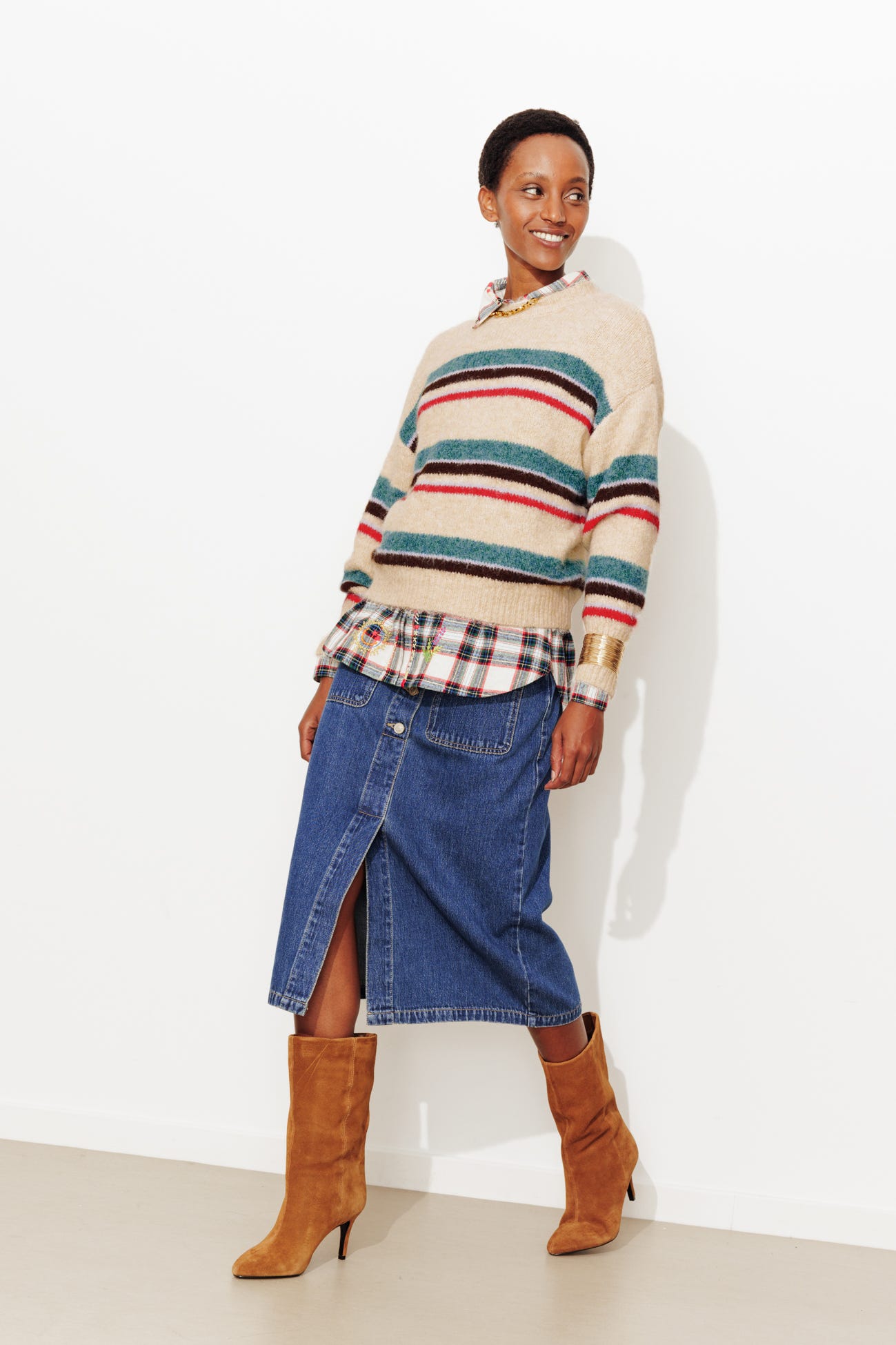 Pull rayé col rond Femme