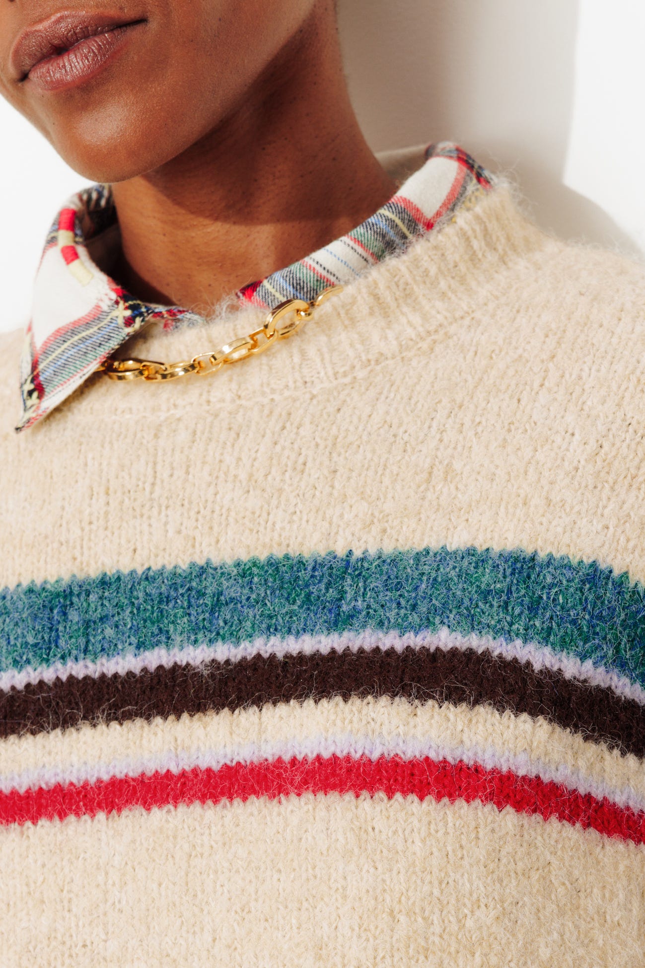 Pull rayé col rond Femme