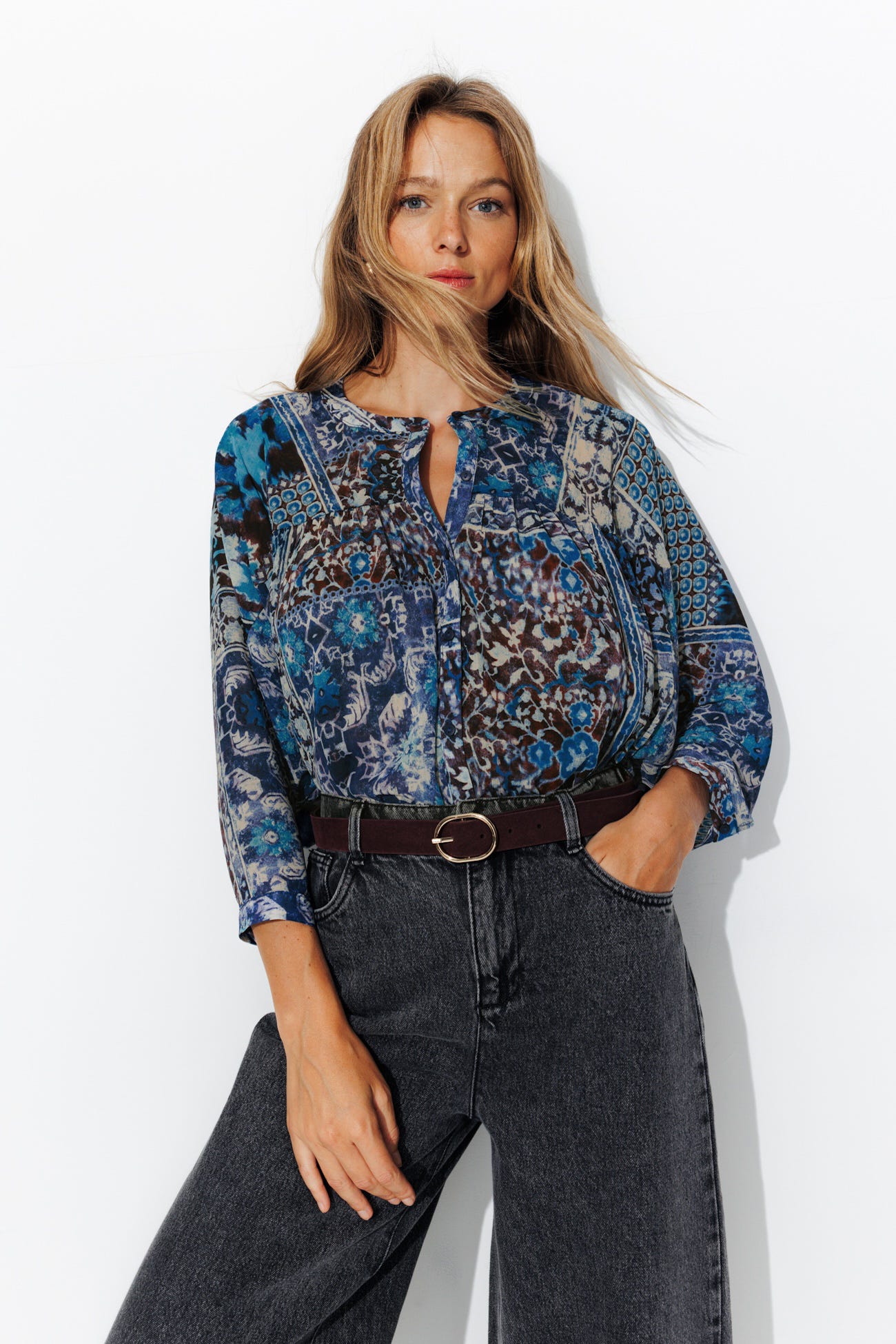 Patterned voile shirt
