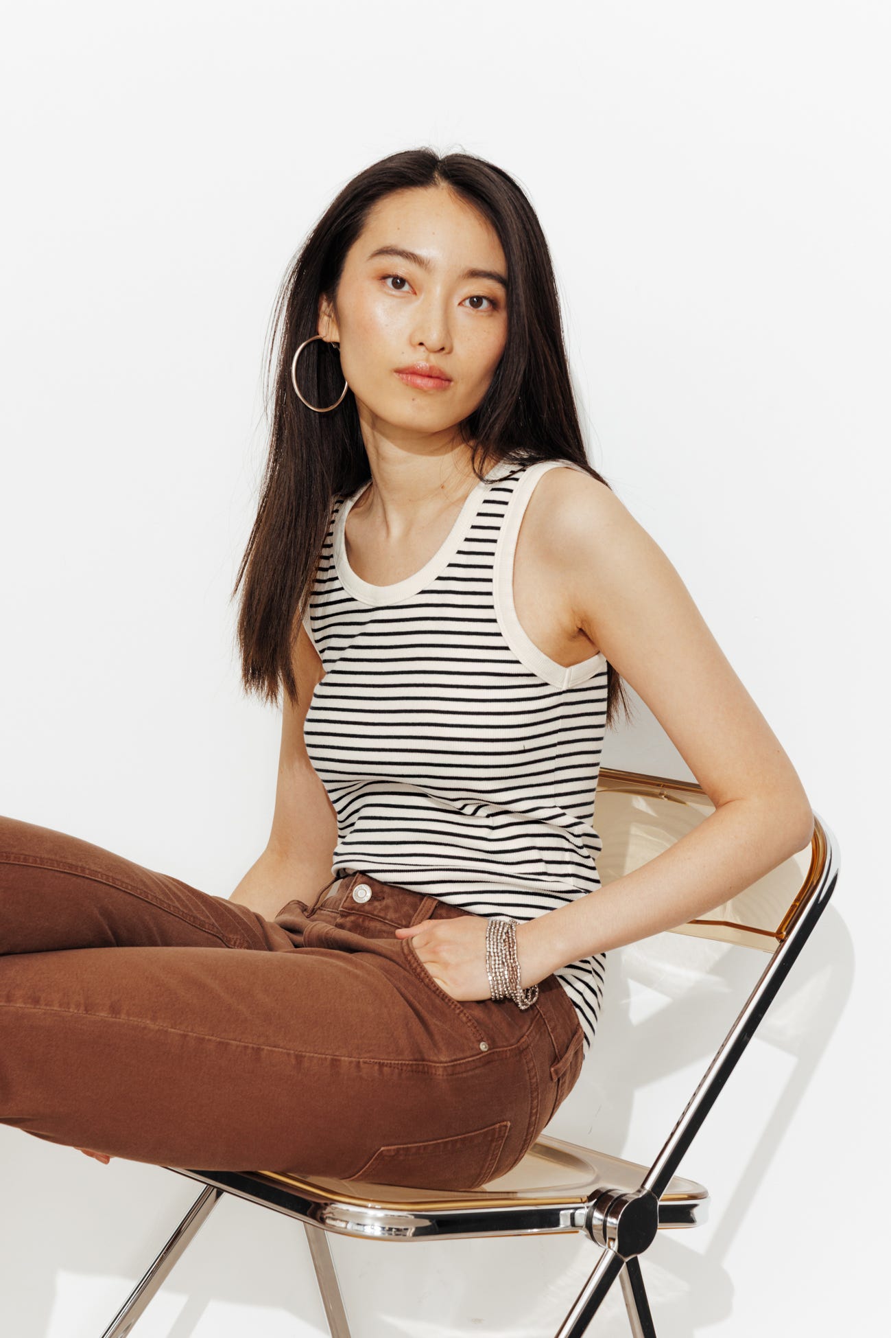 Débardeur marinière côtelé