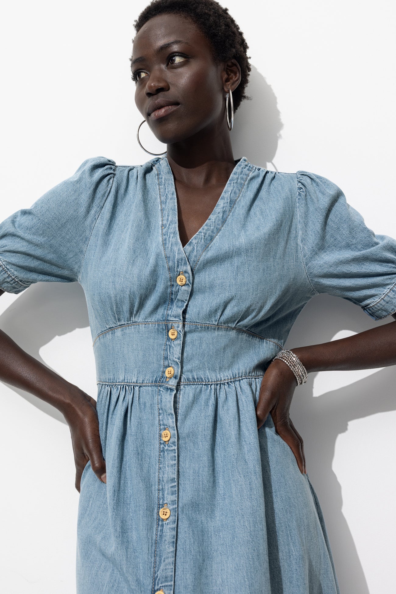 Long denim dress - Light denim