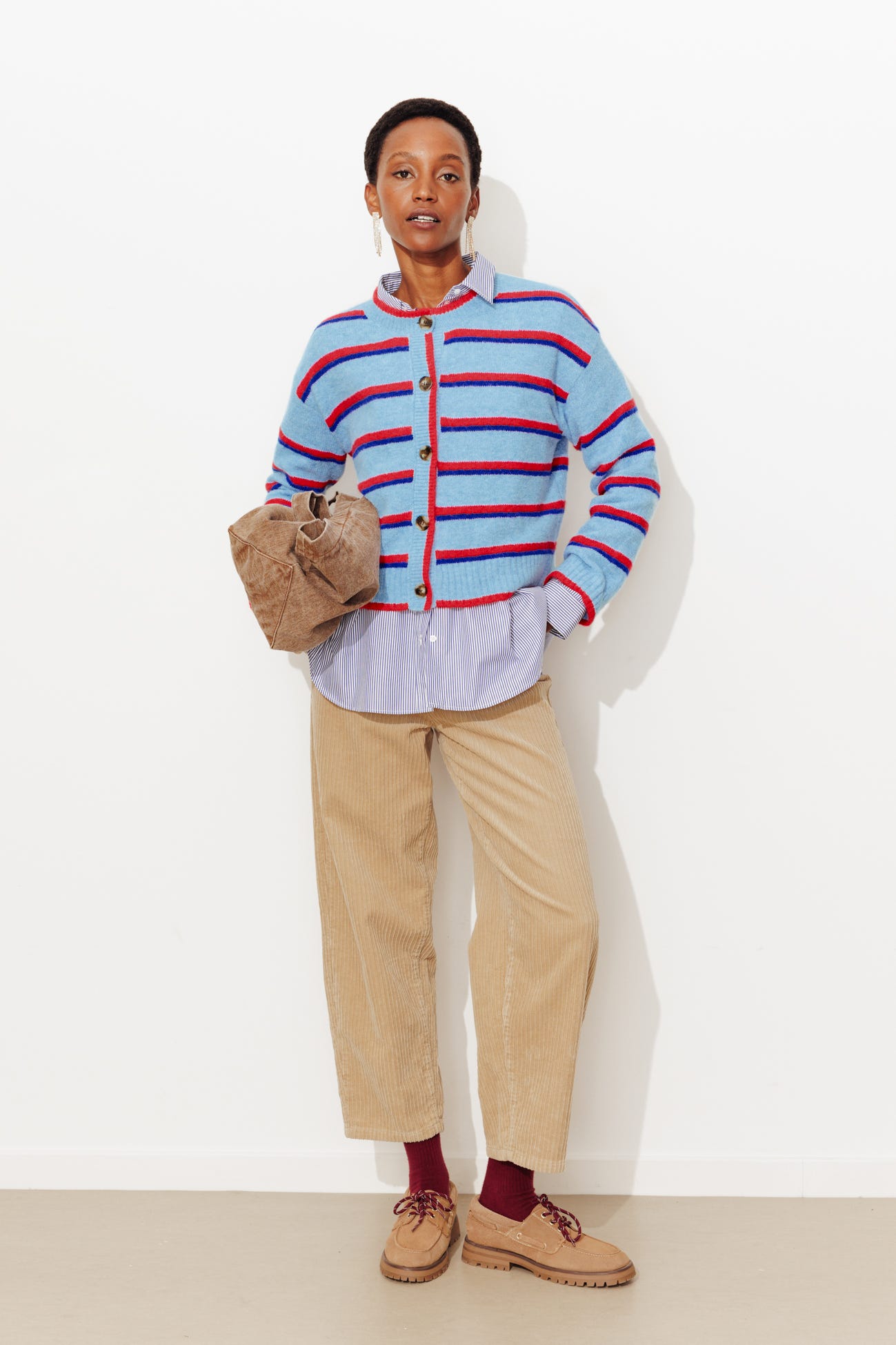 Cardigan à rayures colorées