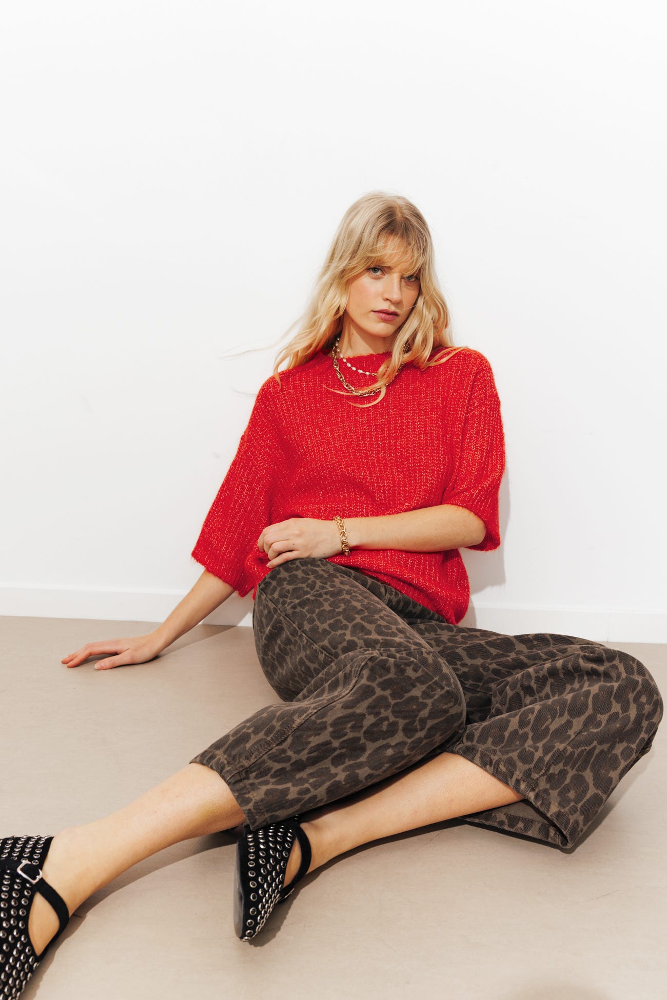 Pull côtelé manches courtes