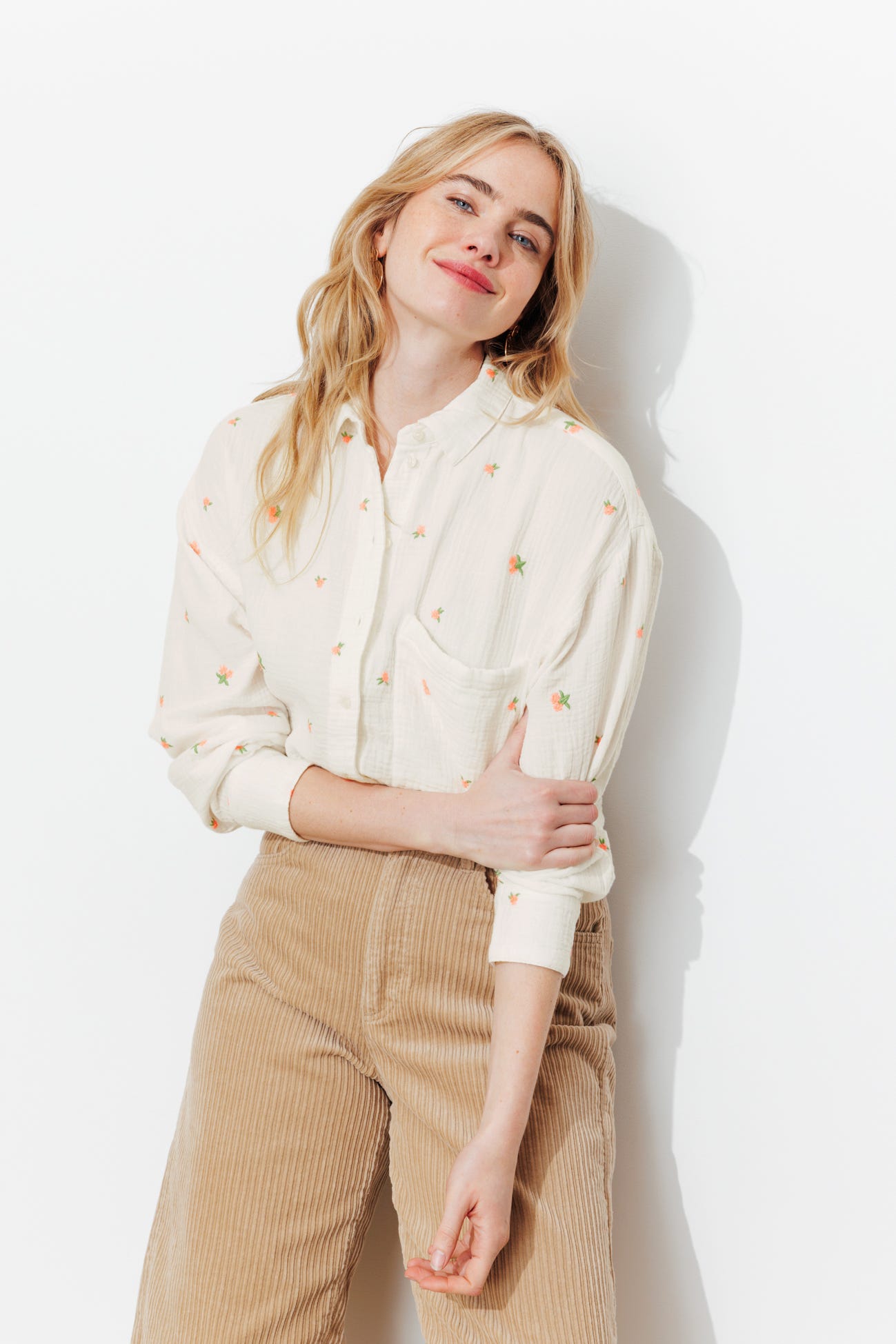 Chemise brodée gaze de coton