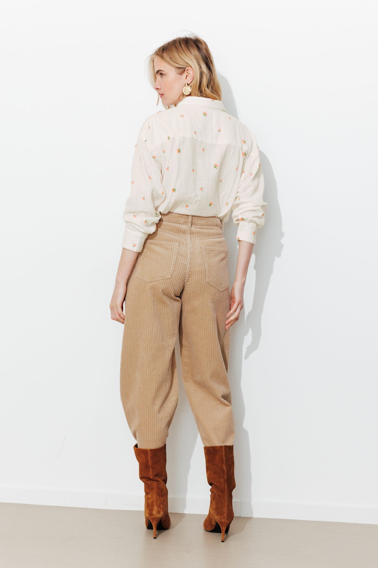 Chemise brodée gaze de coton