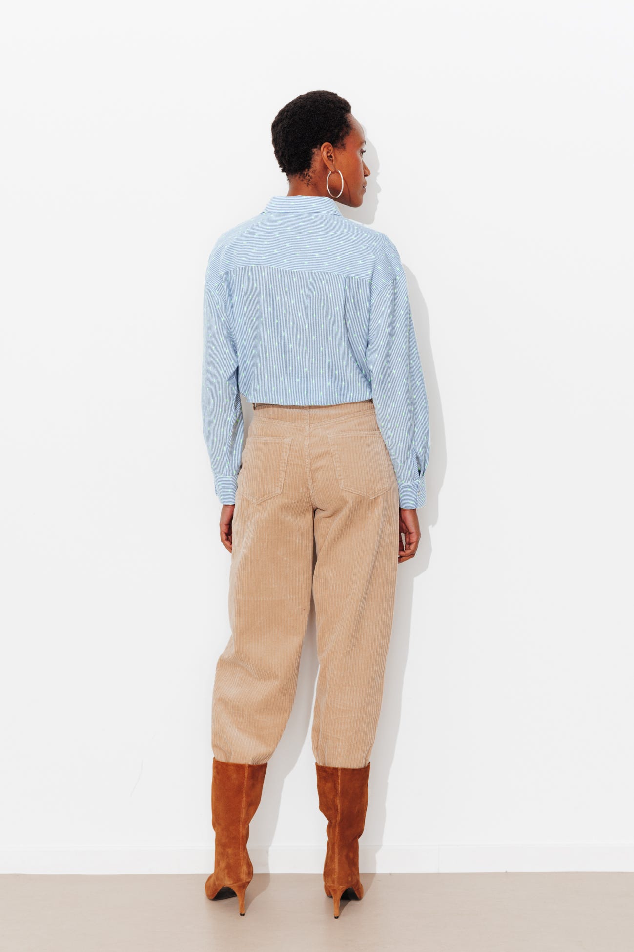 Chemise rayée pois fluo