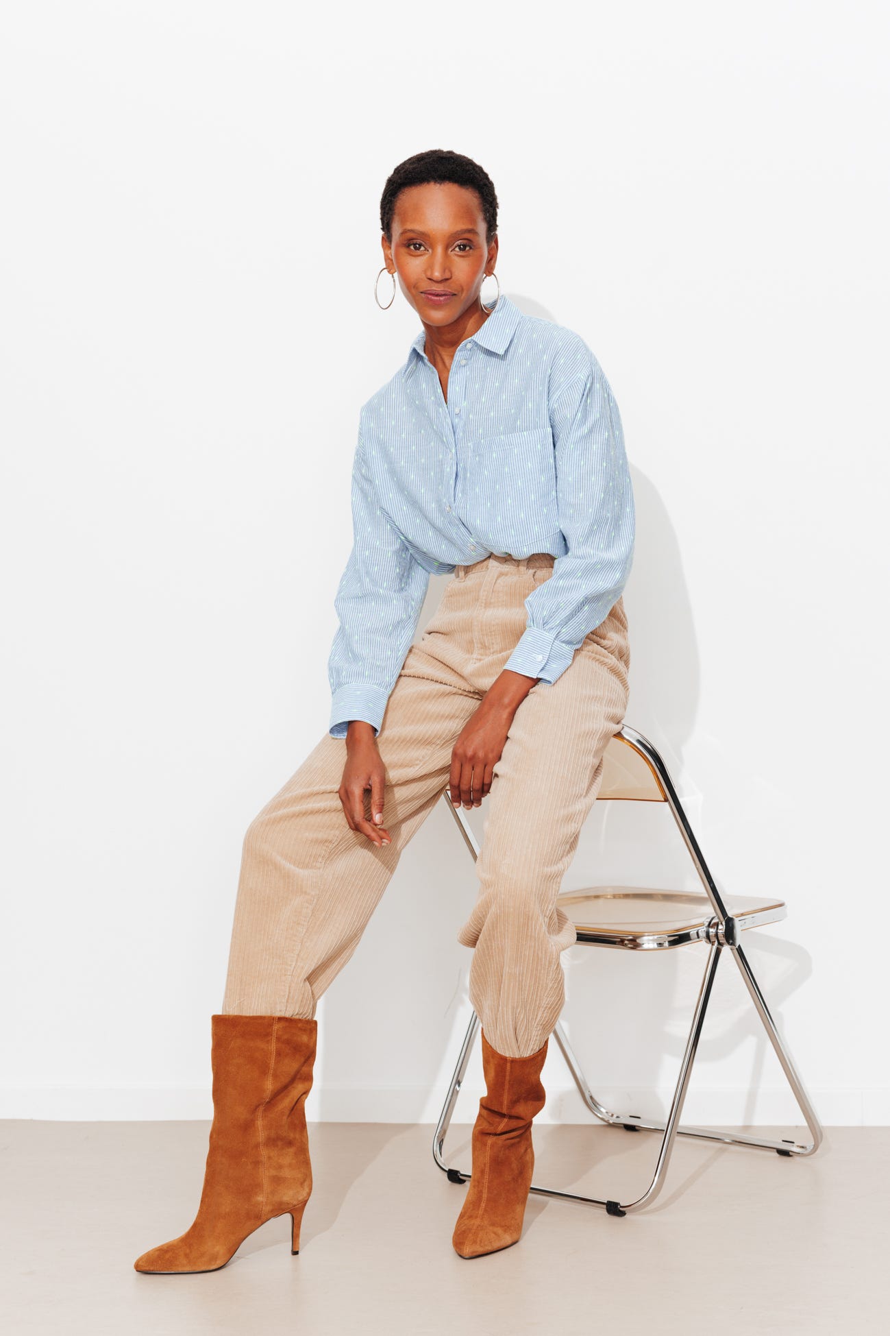 Chemise rayée pois fluo