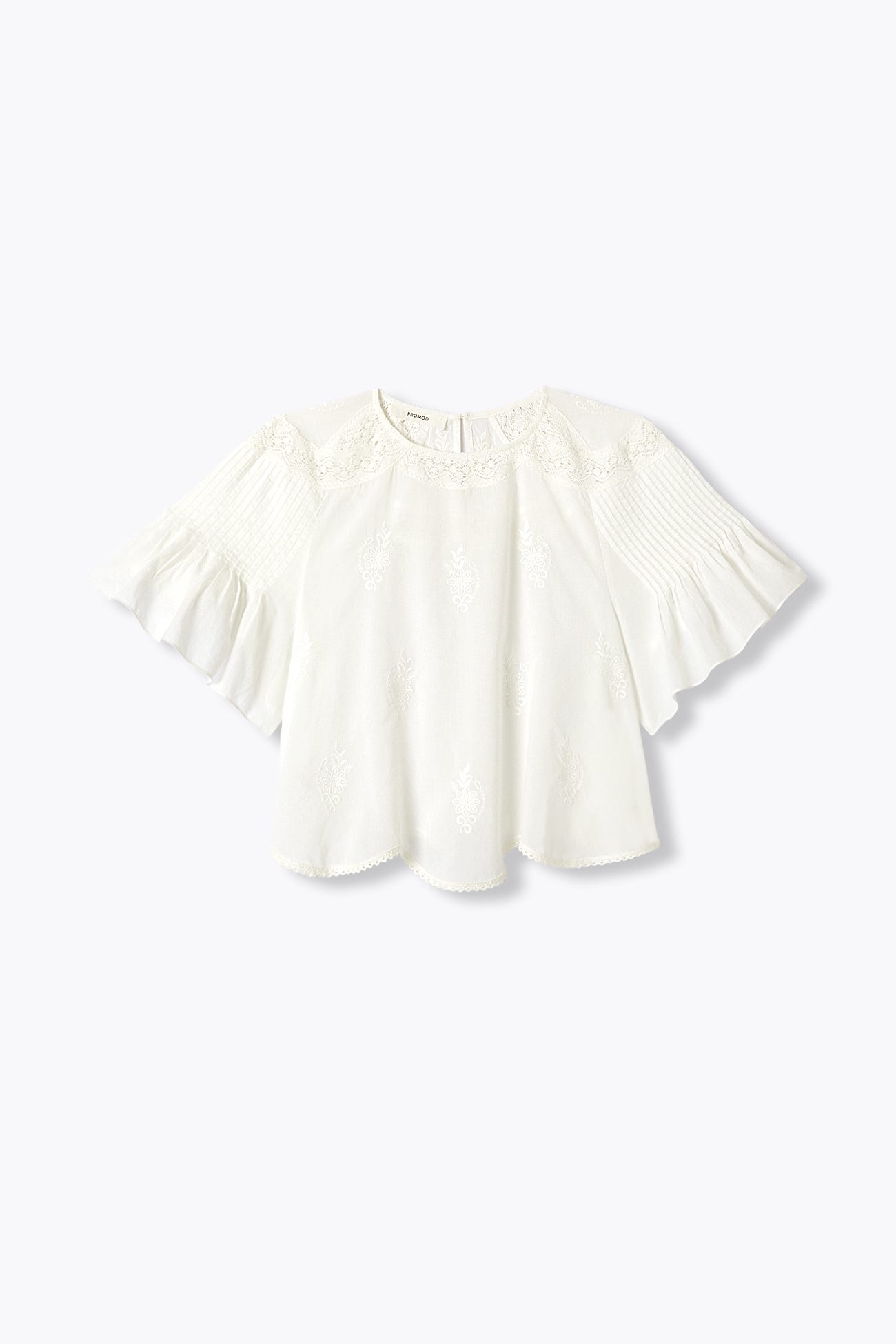 Blouse brodée évasée Femme