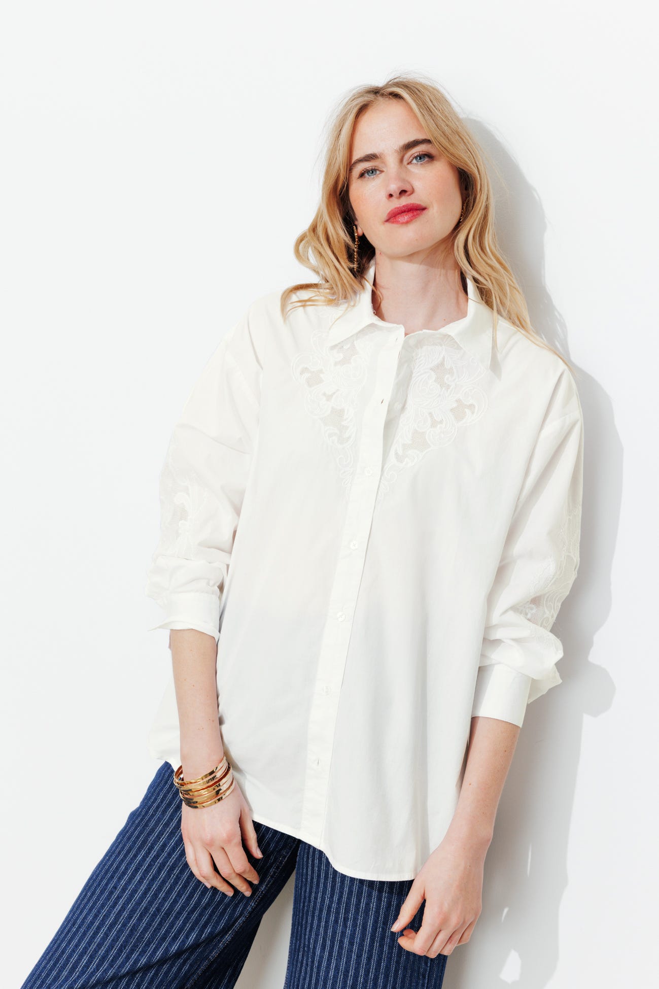 Chemise brodée oversize Femme