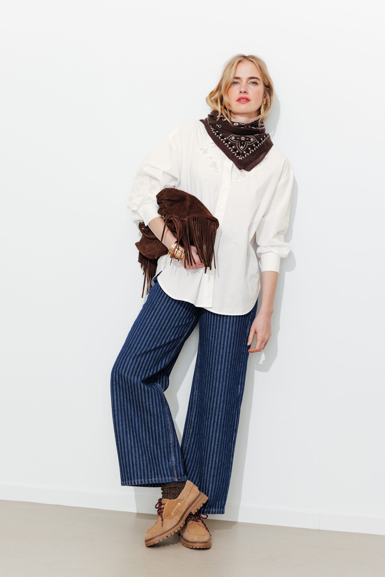 Chemise brodée oversize Femme