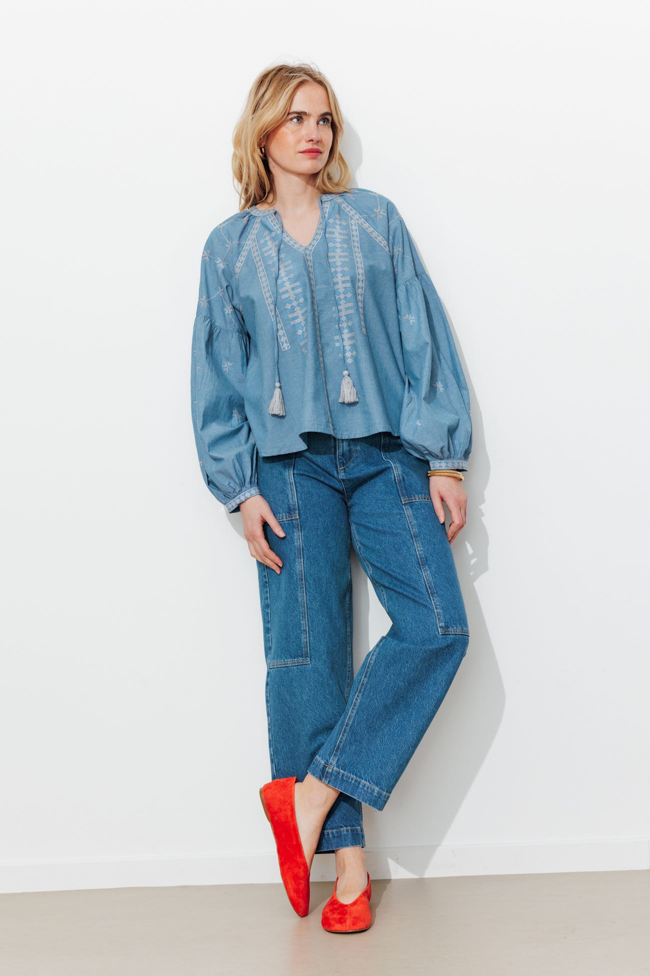 Cross-stitch embroidery blouse