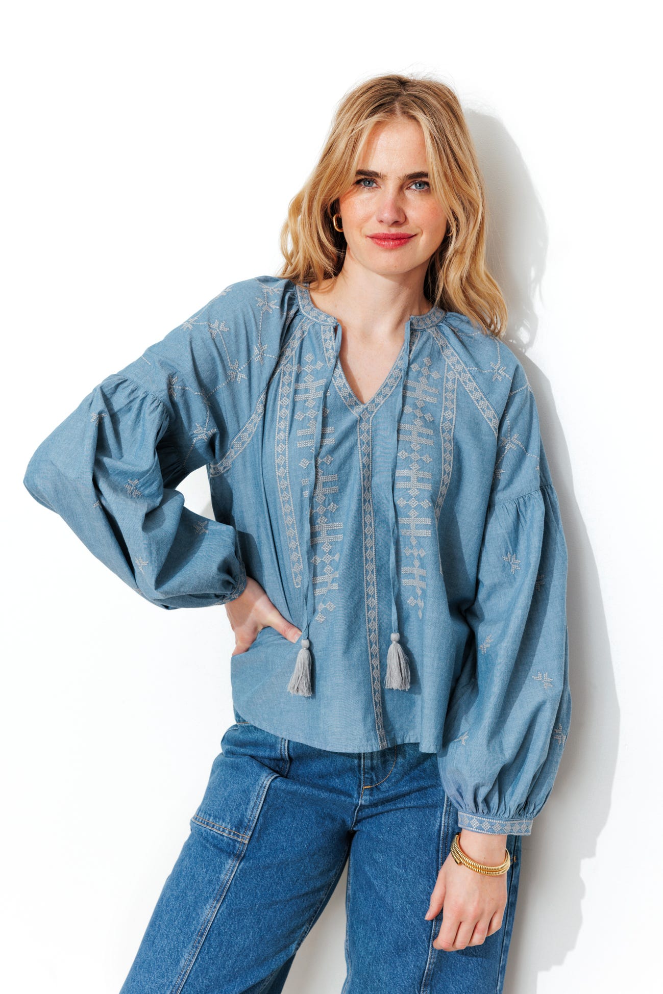 Cross-stitch embroidery blouse