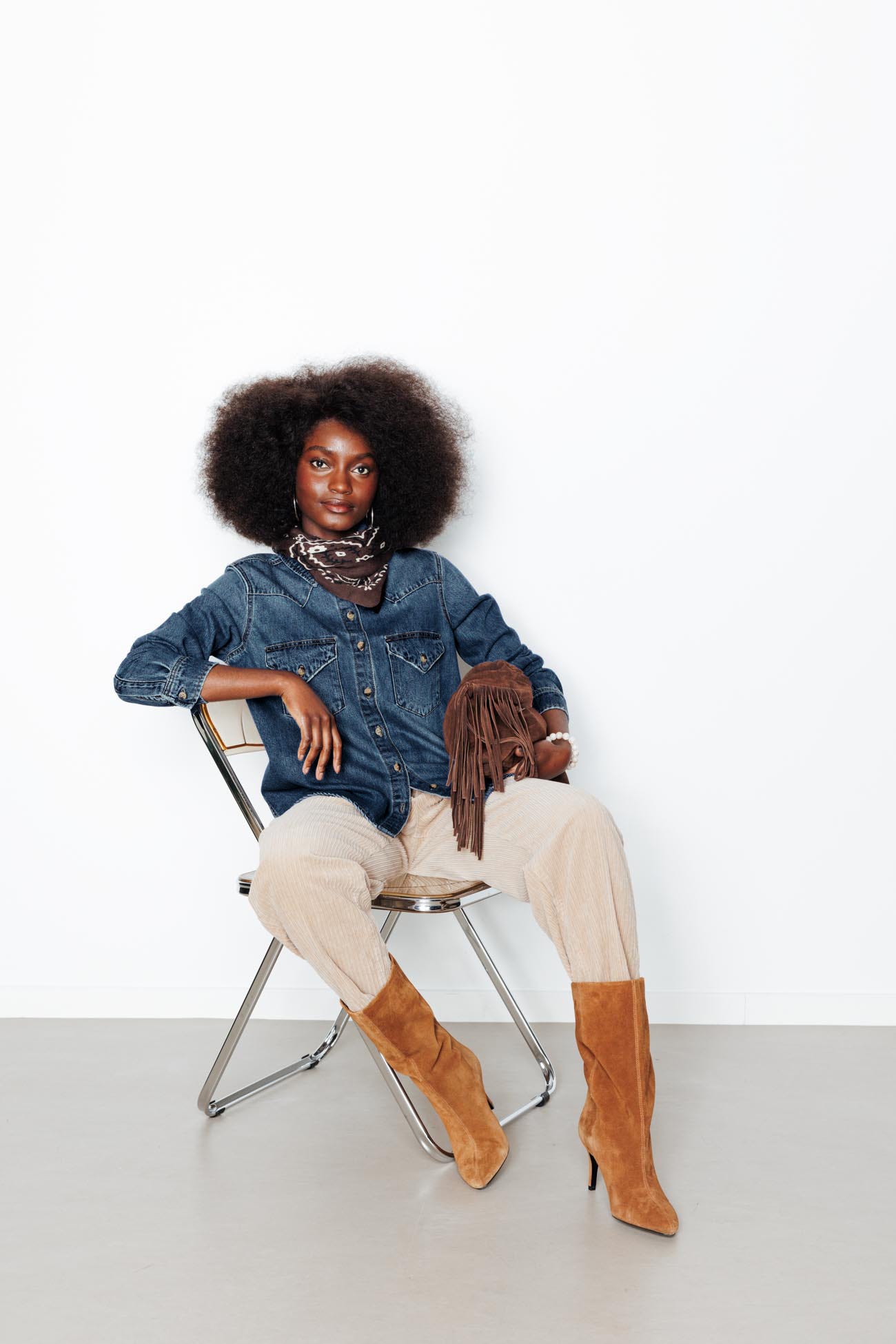 Chemise western en jean Femme