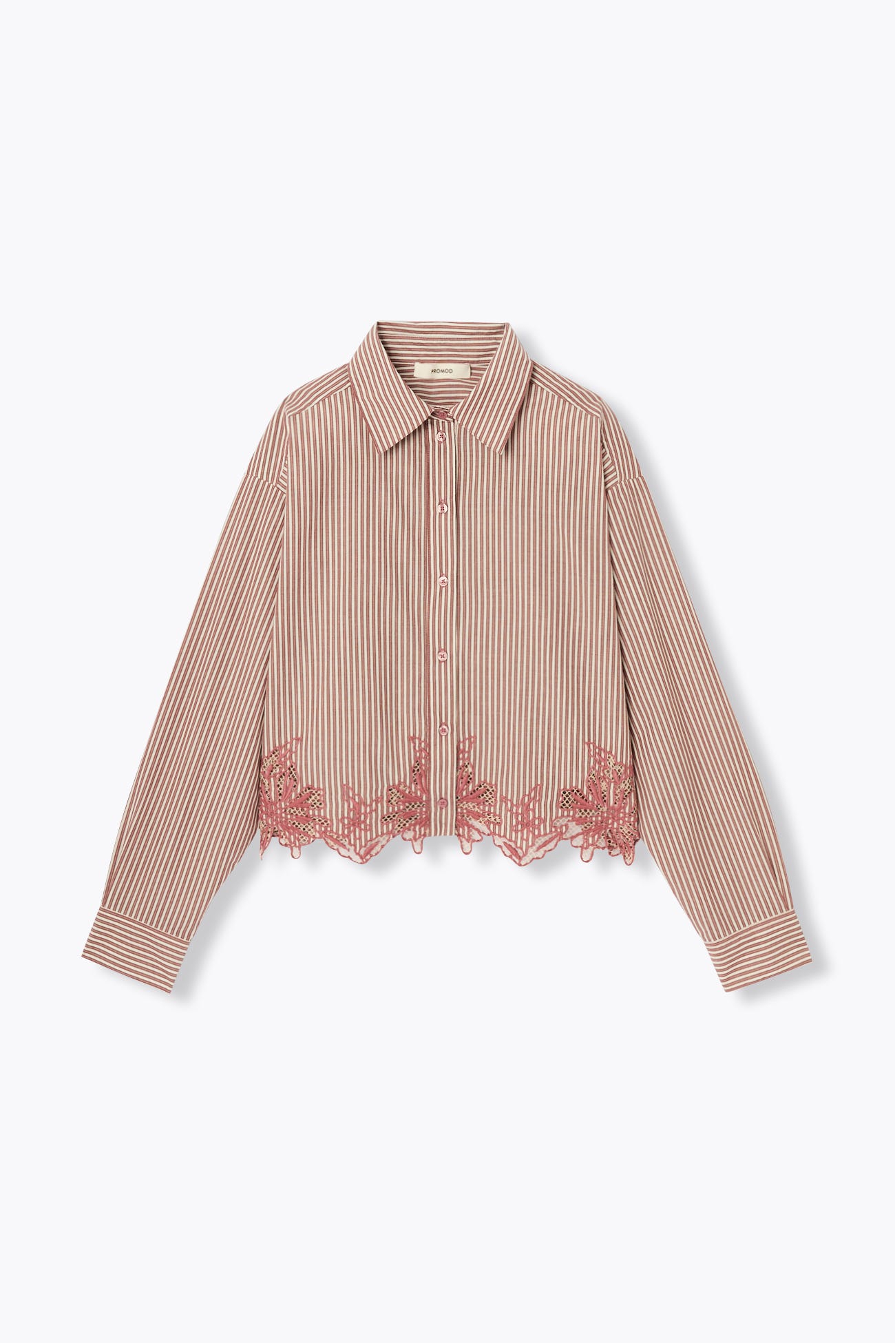 Chemise rayée détail dentelle