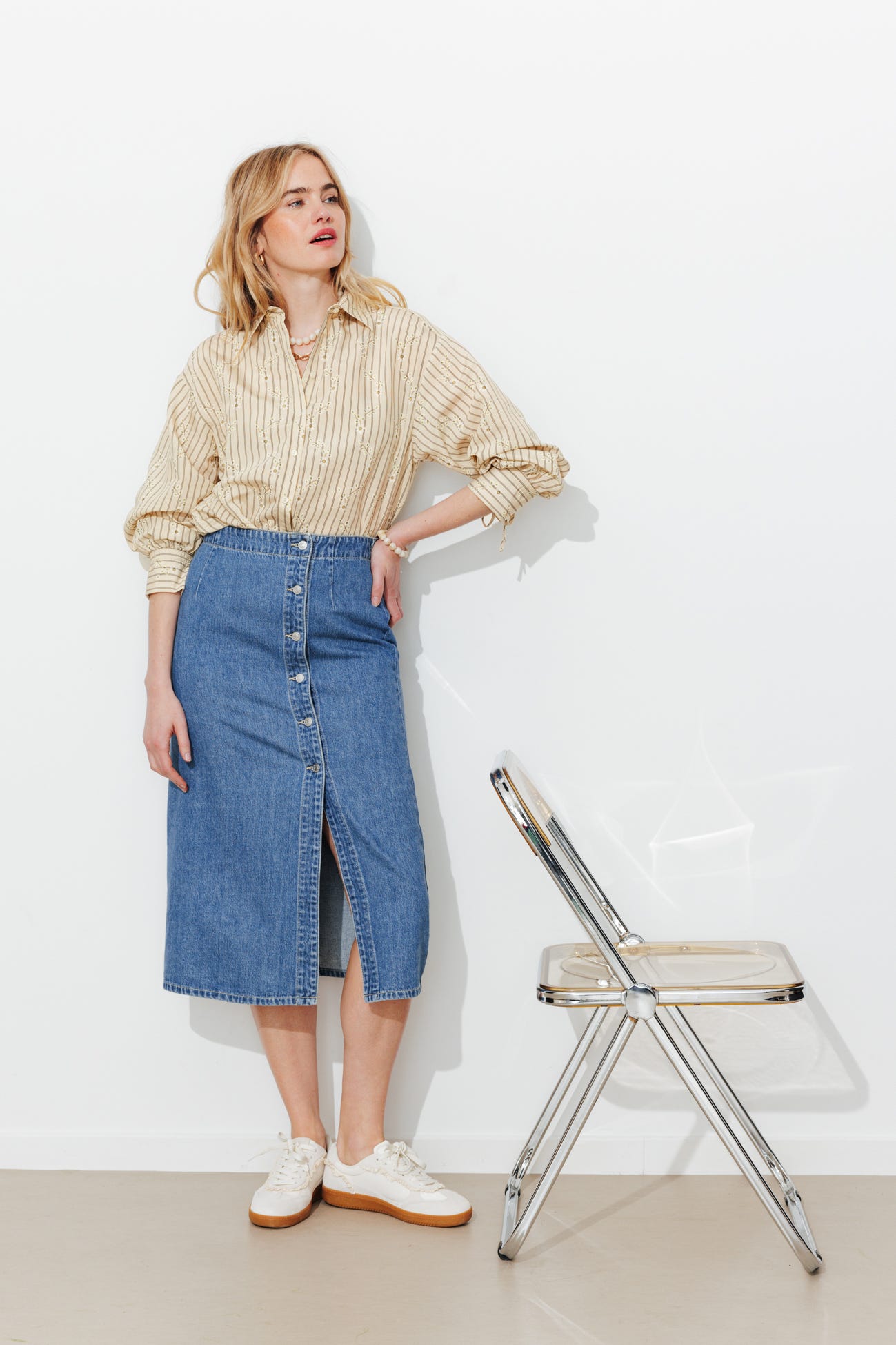 Chemise rayée fleurie Femme