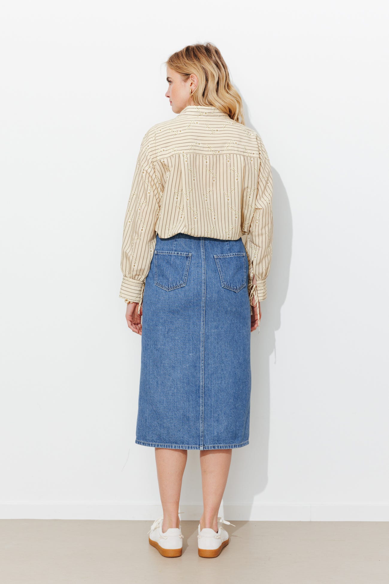 Chemise rayée fleurie Femme