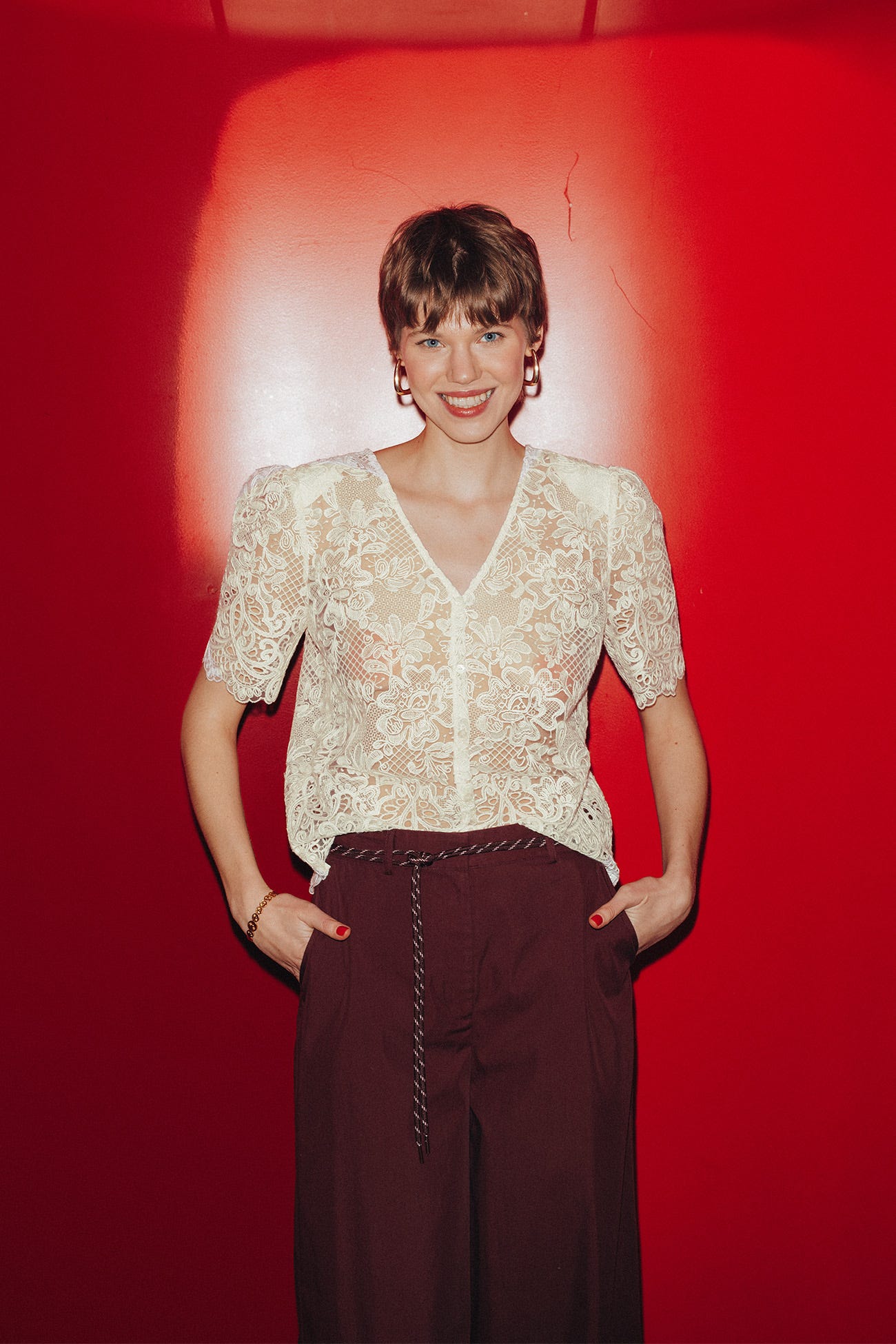 Chemise en guipure recto verso