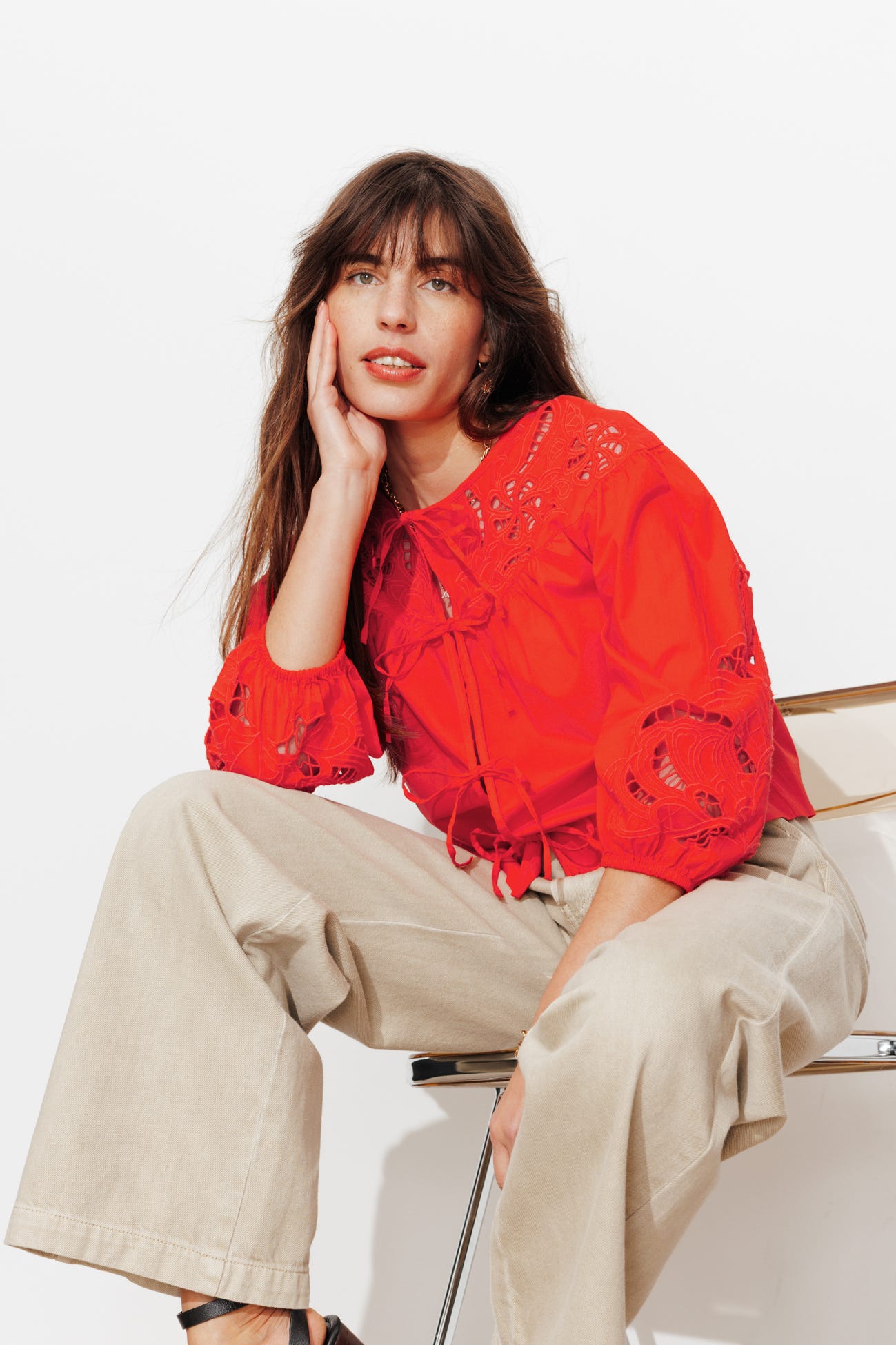 Chemise détail guipure Femme