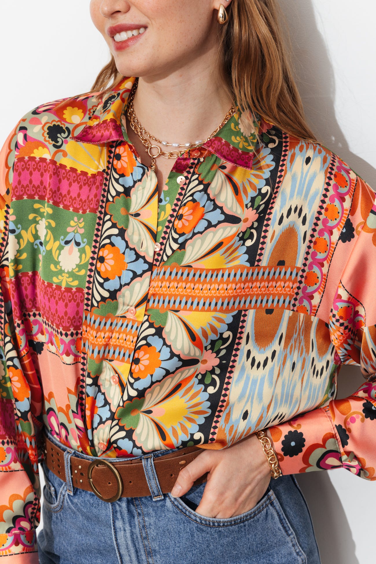 Chemise imprimée en satin