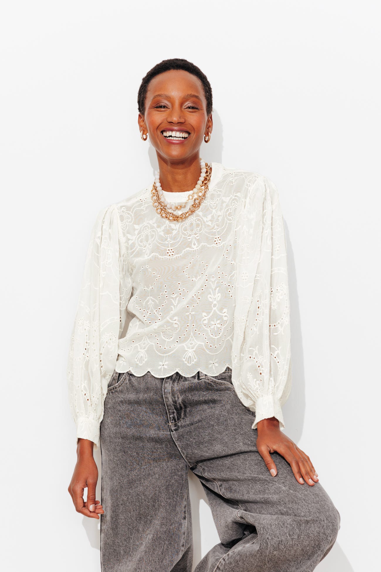 Blouse romantique brodée