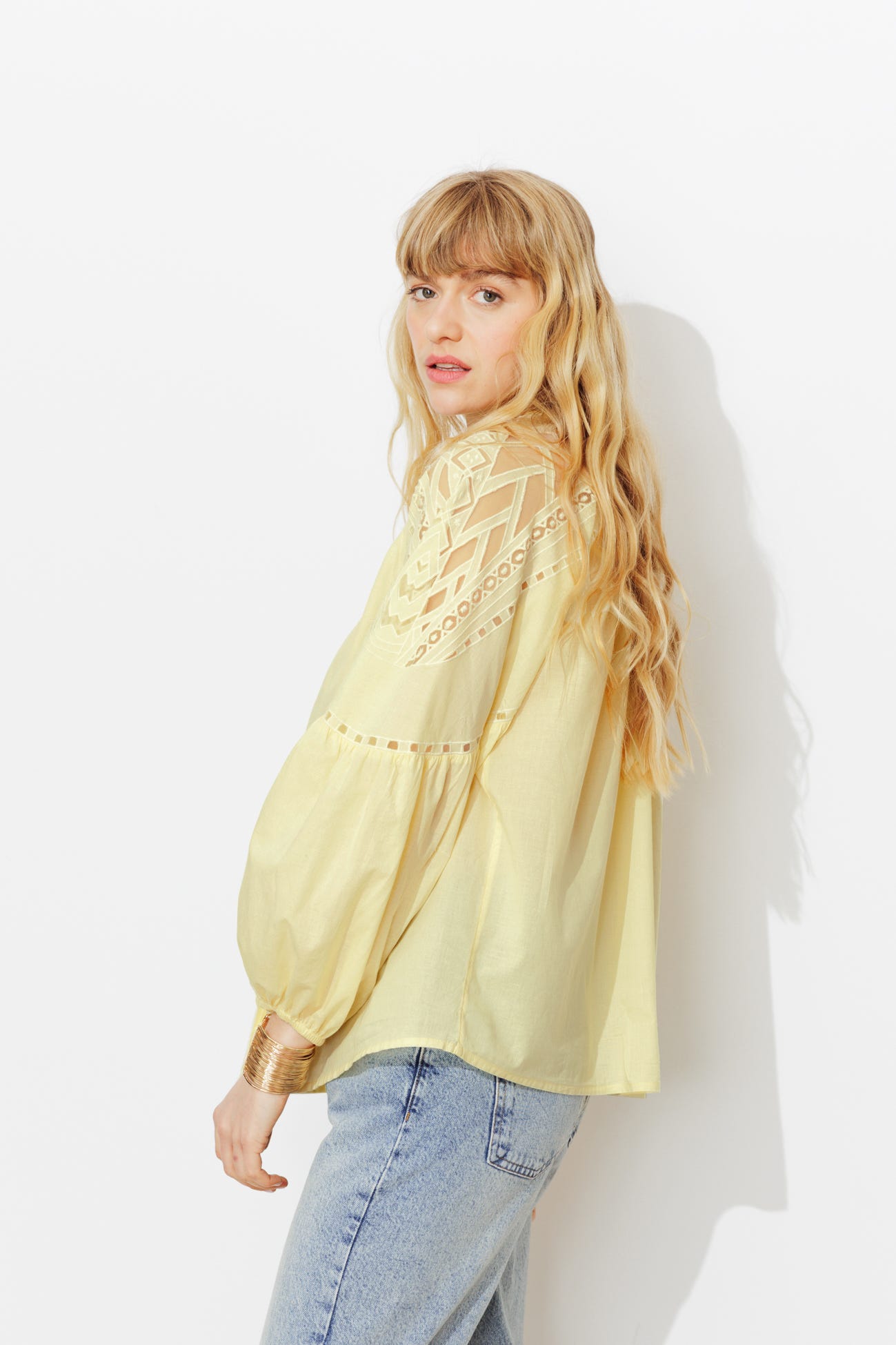 Blouse brodée en coton Femme