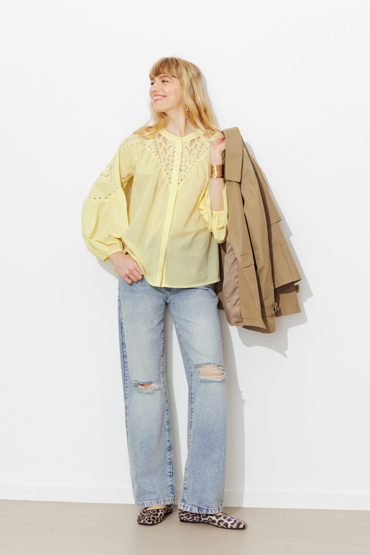 Blouse brodée en coton Femme