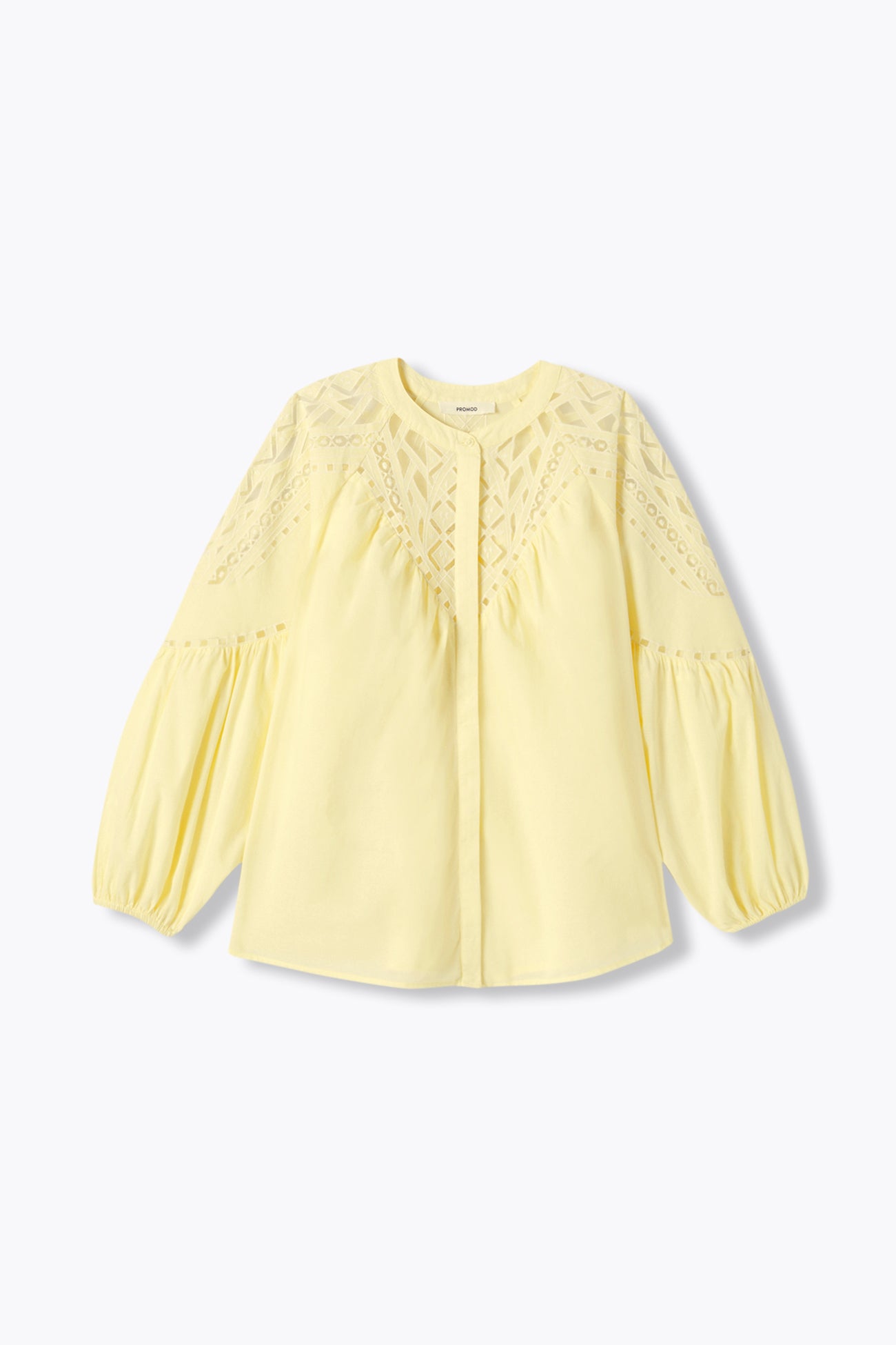 hyeon ヘヨン　Isabelle blouse /lemon cream Embroidered cotton blouse - Light yellow