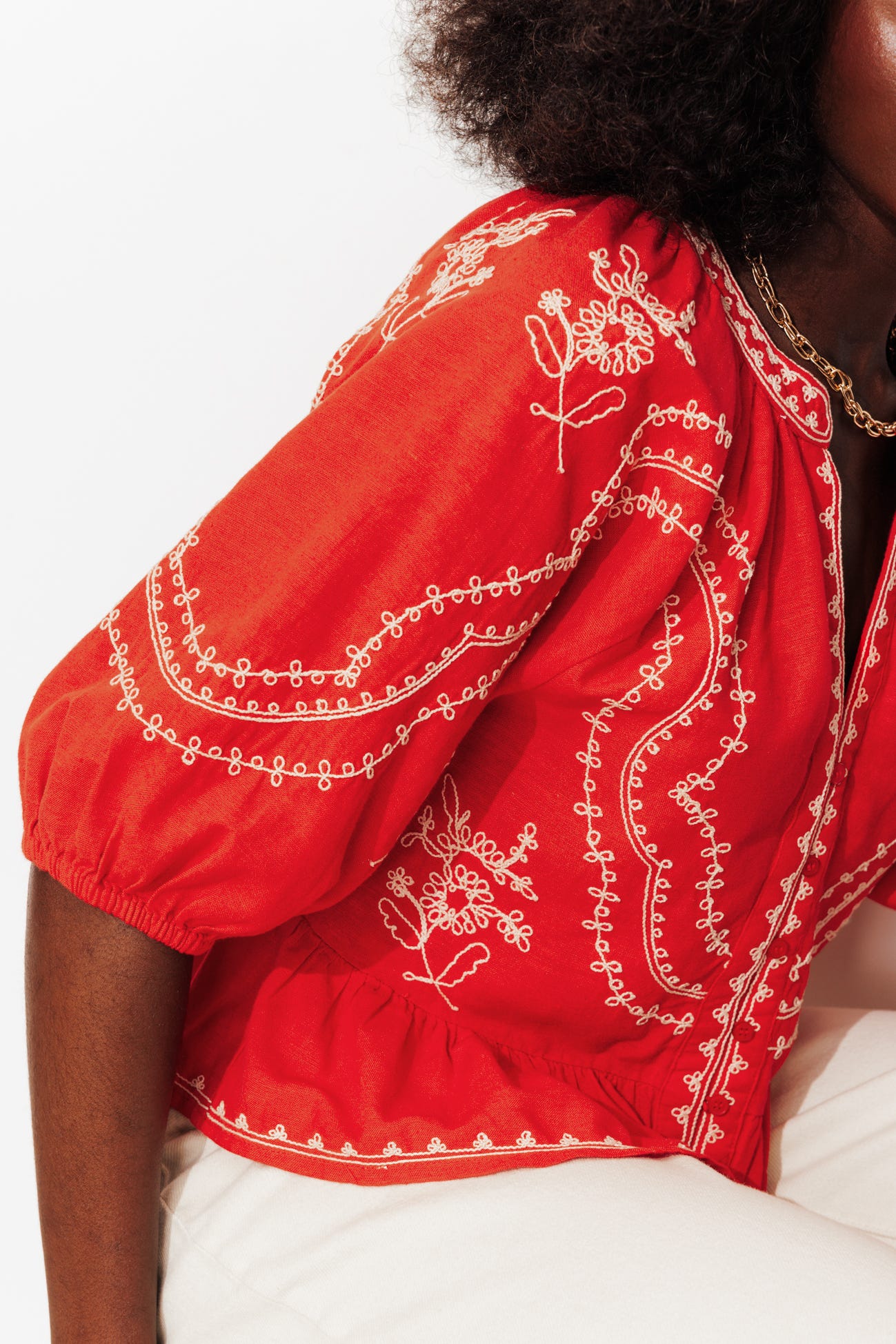 Blouse folk brodée Femme