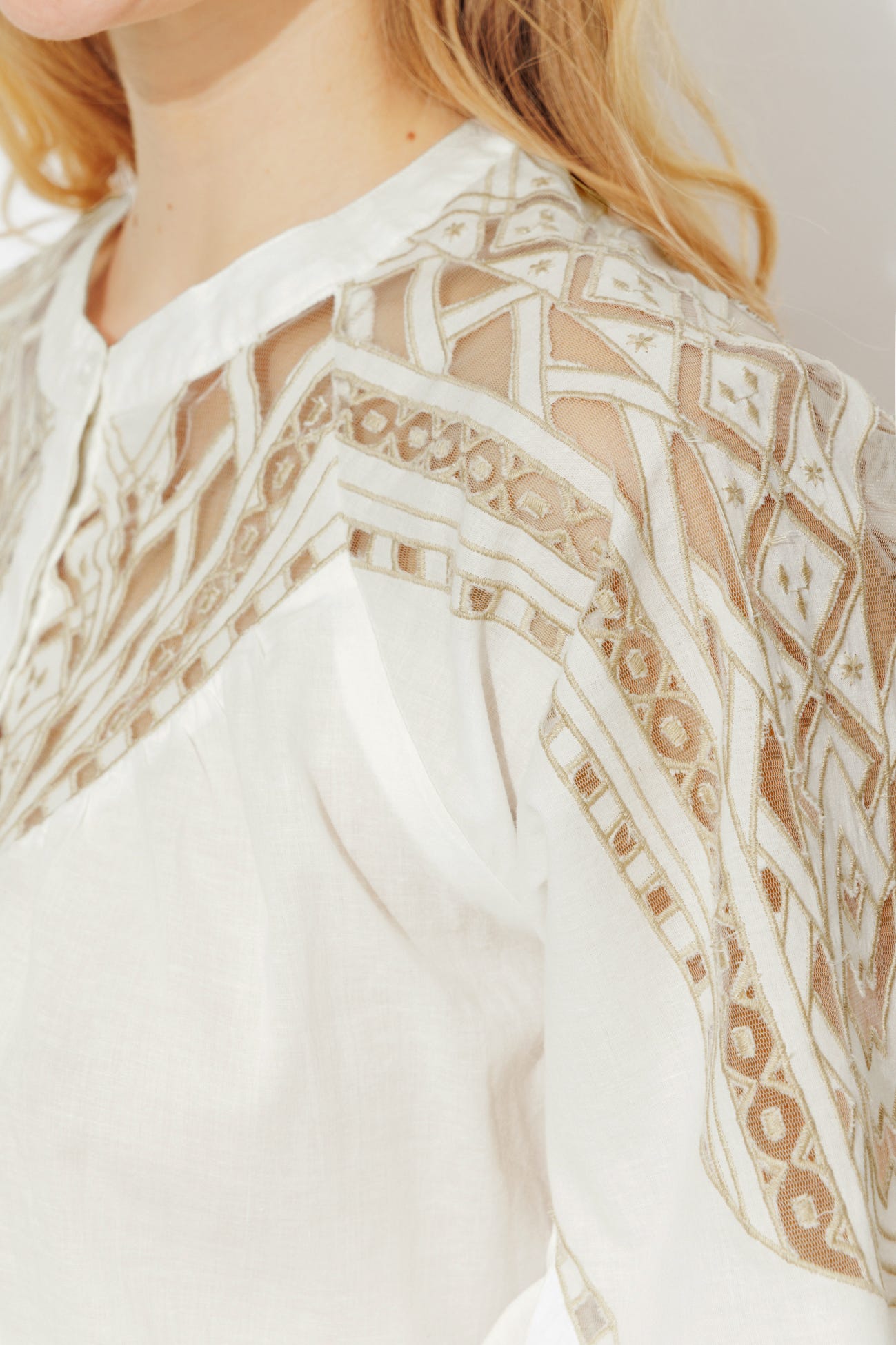 Blouse brodée en coton Femme