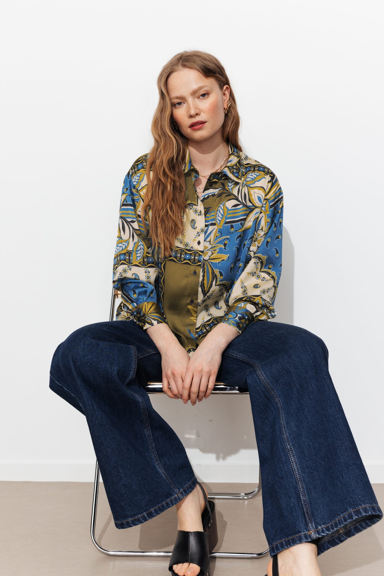 Camisa estampada de satén